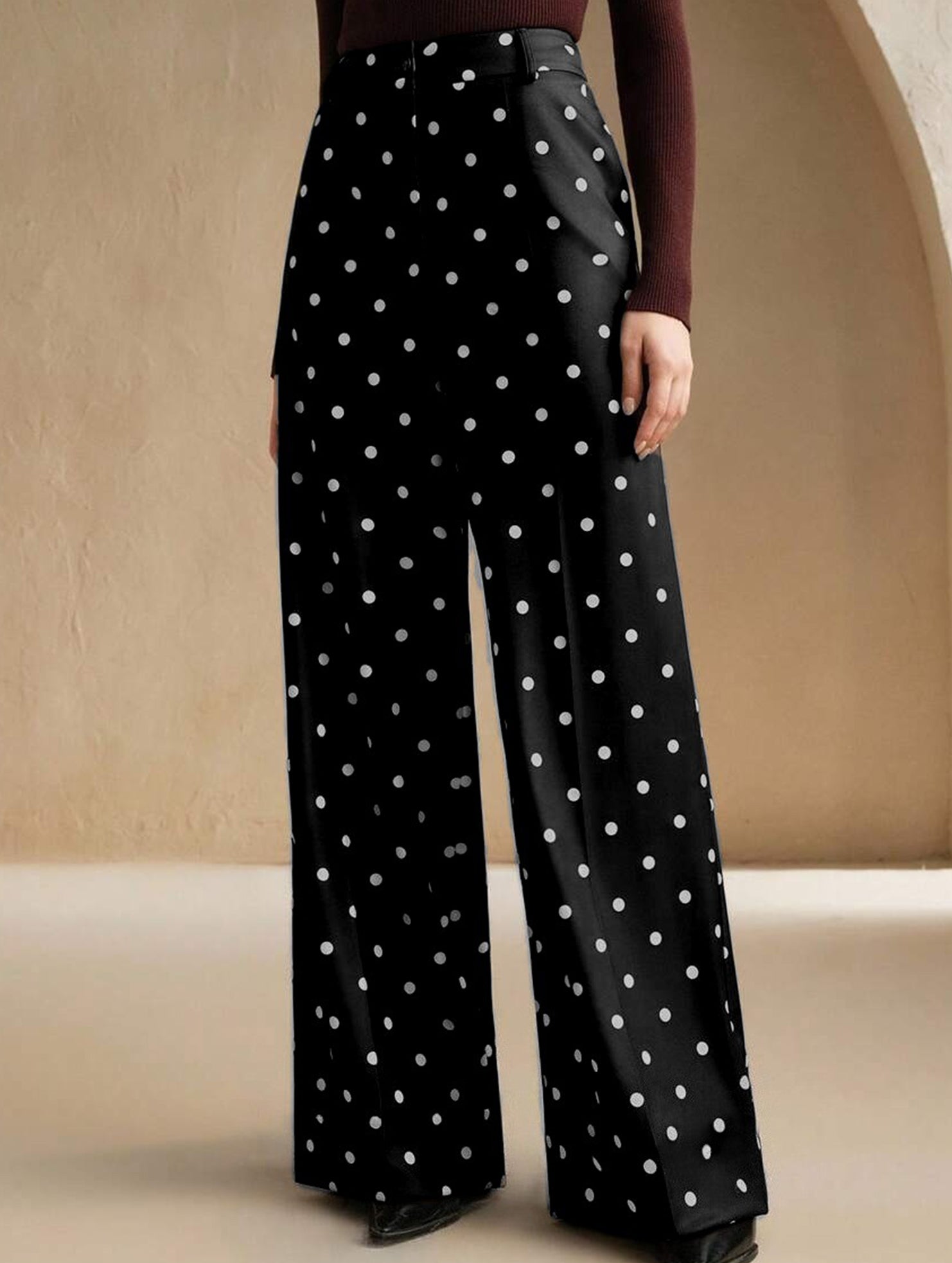 Vintage Polka Dot High Waist Wide Pants