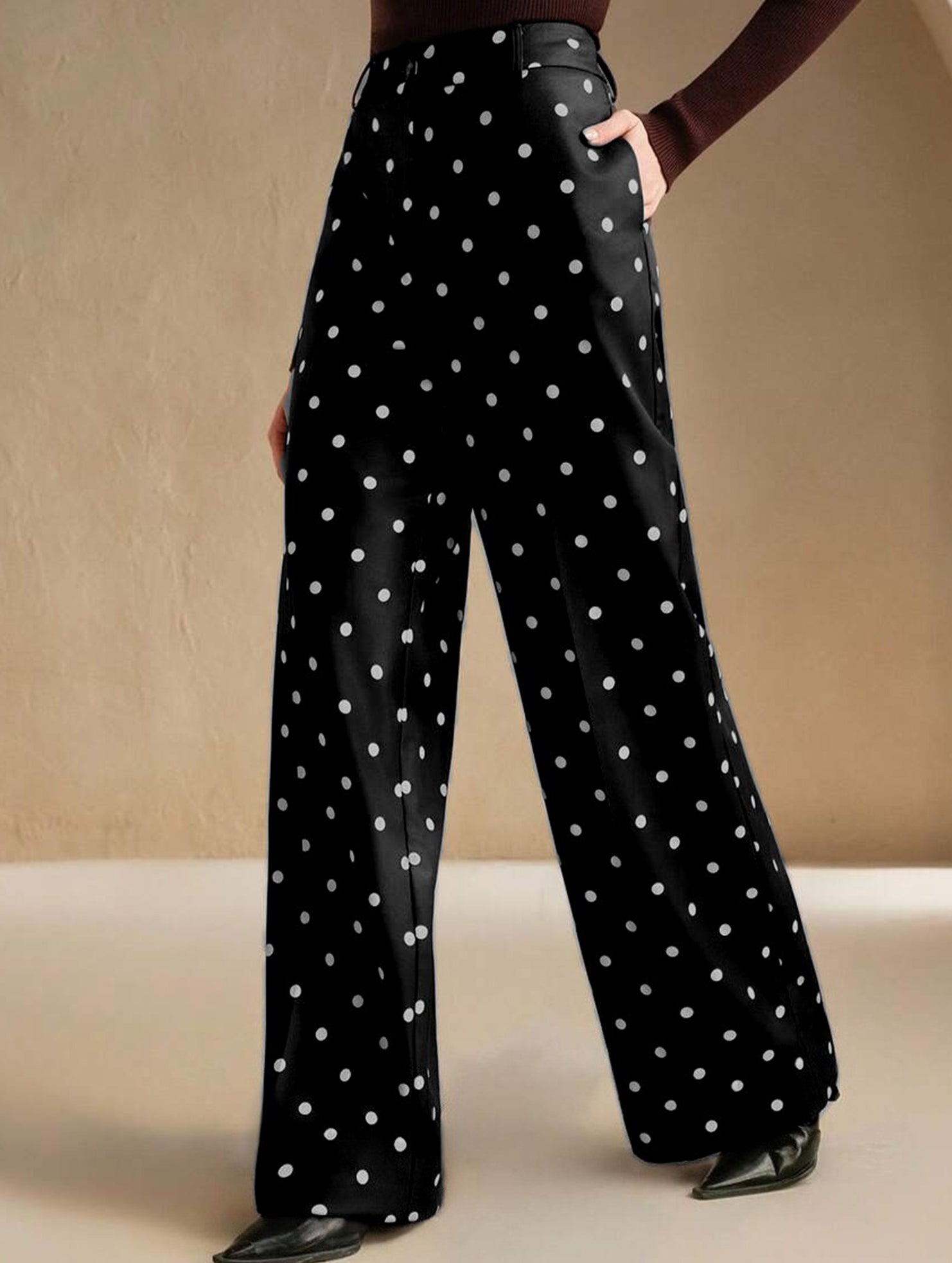 Vintage Polka Dot High Waist Wide Pants