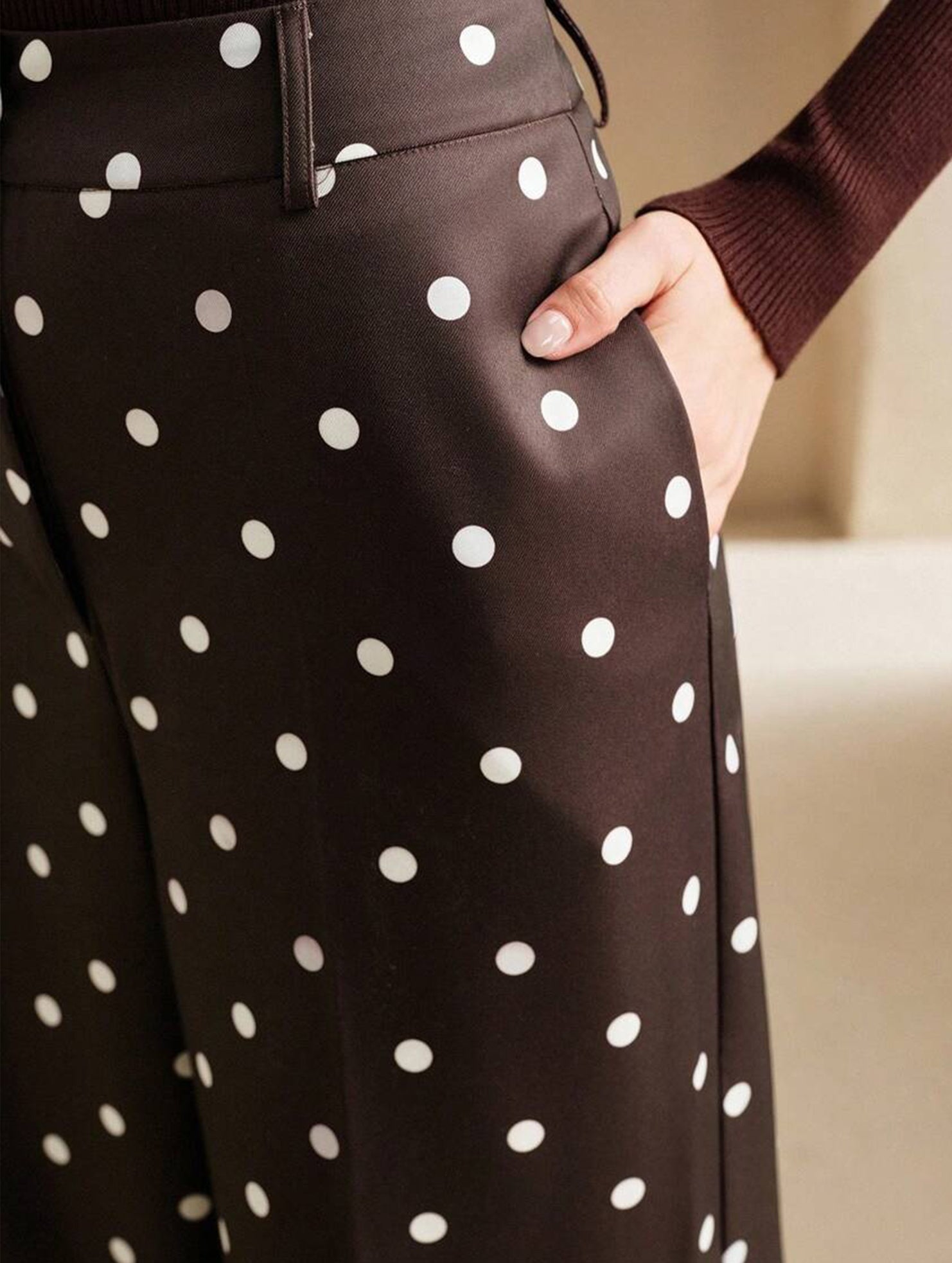 Vintage Polka Dot High Waist Wide Pants