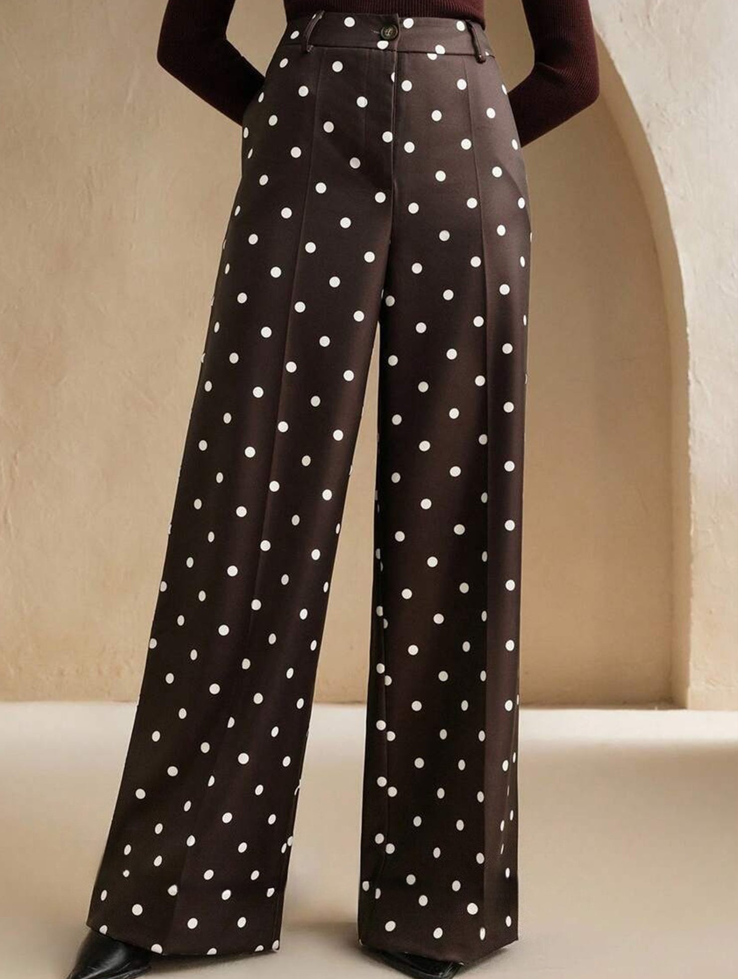 Vintage Polka Dot High Waist Wide Pants