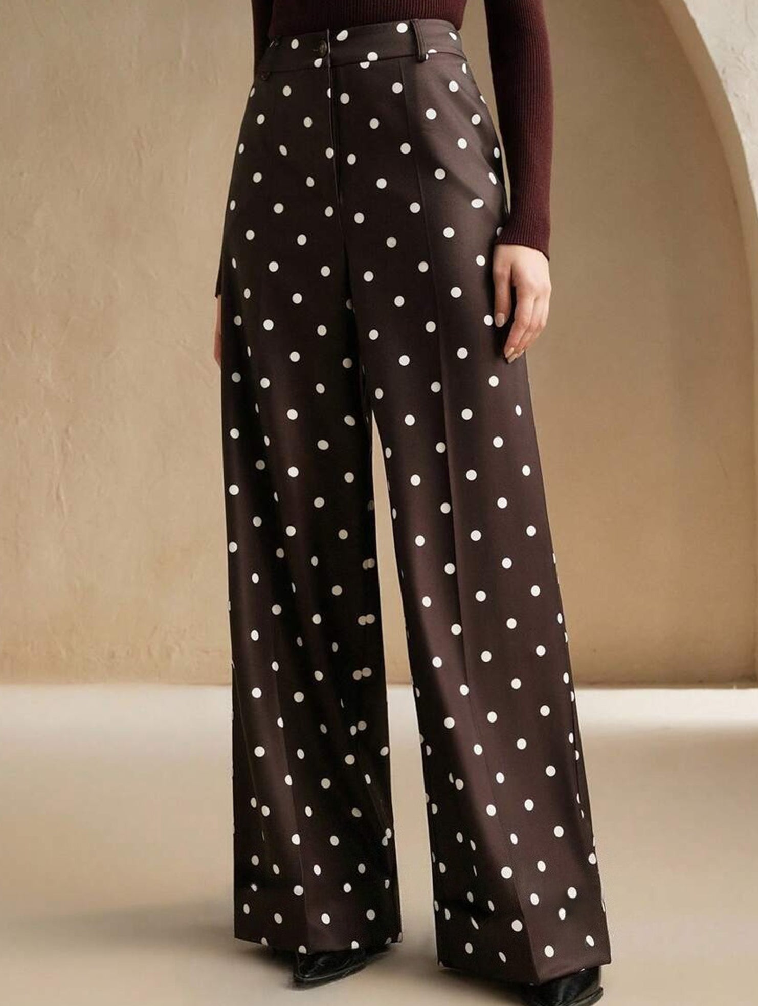 Vintage Polka Dot High Waist Wide Pants