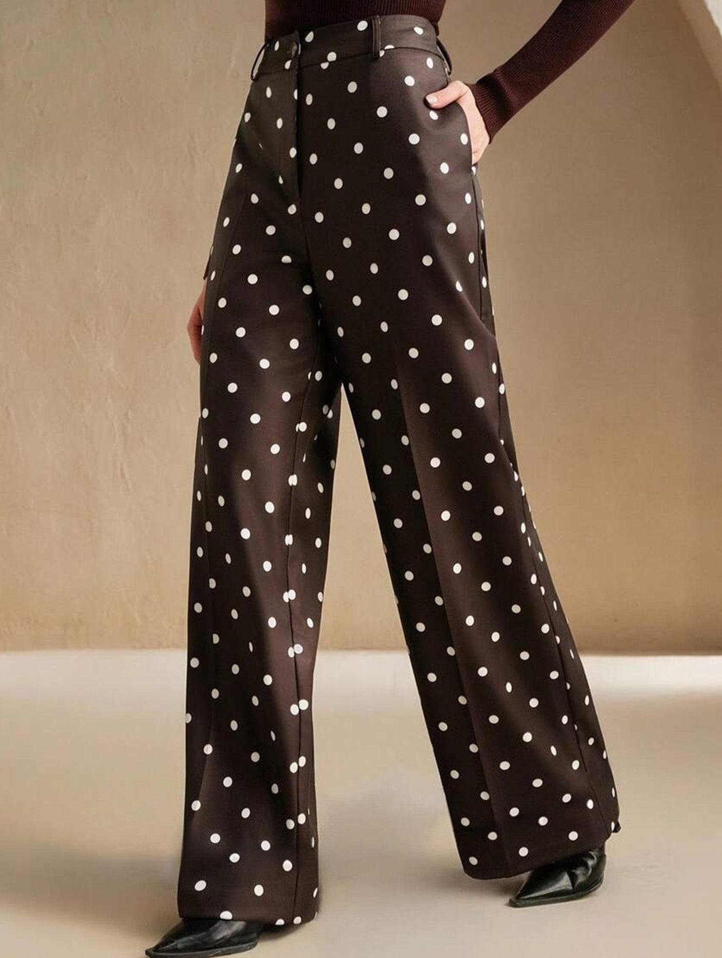 Vintage Polka Dot High Waist Wide Pants
