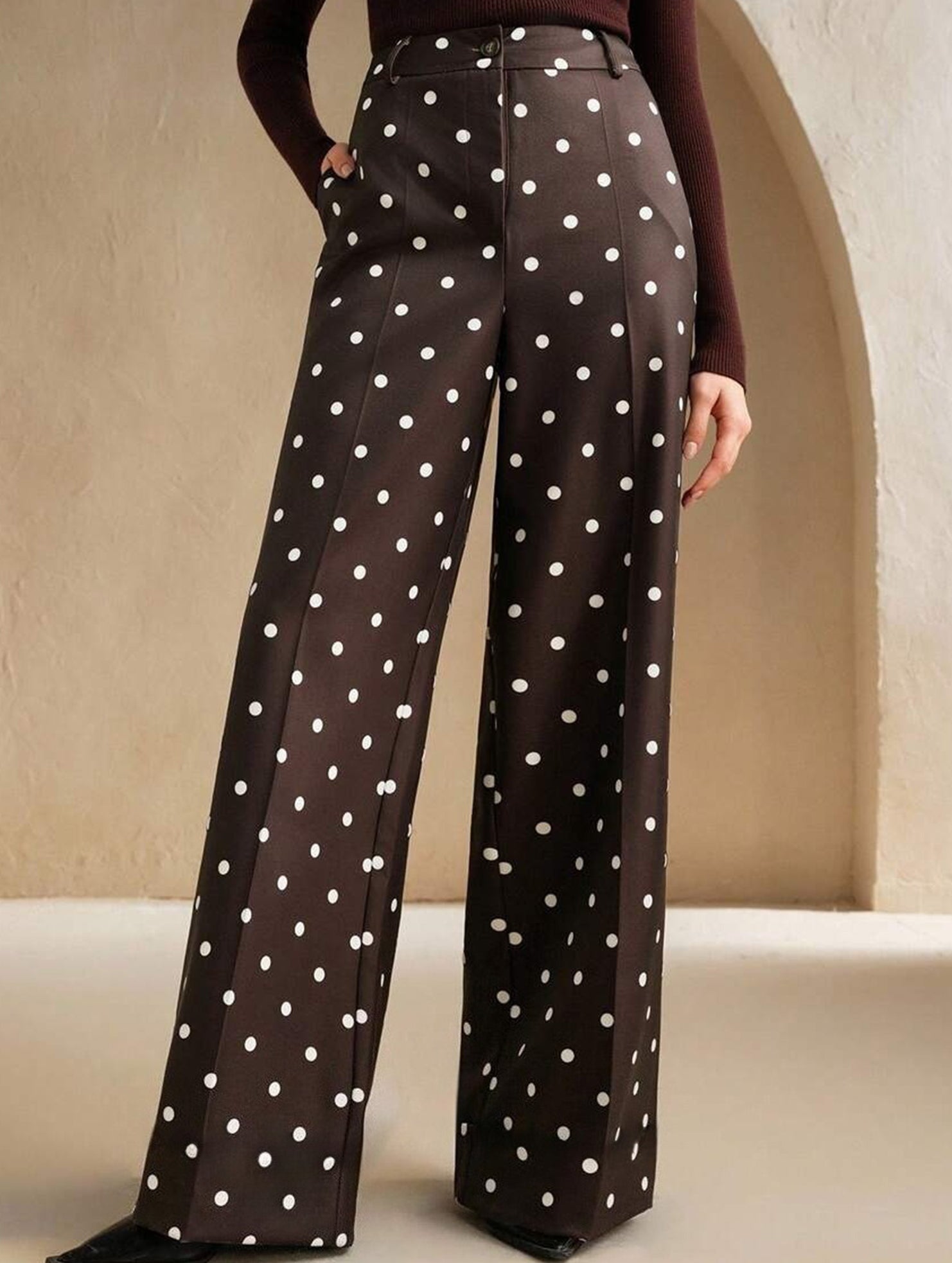 Vintage Polka Dot High Waist Wide Pants