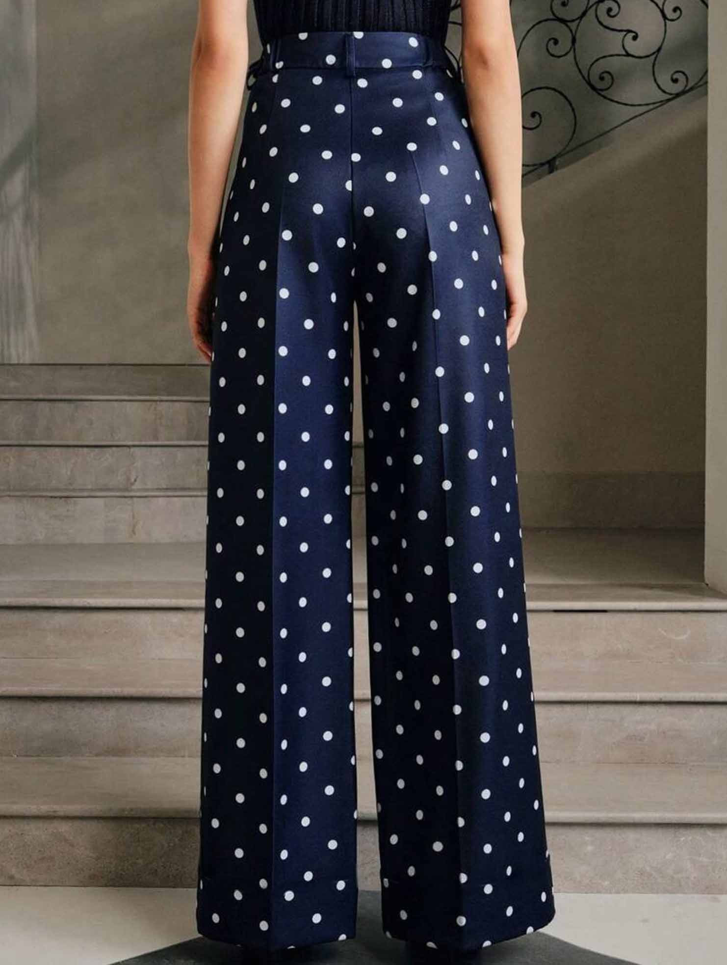 Vintage Polka Dot High Waist Wide Pants