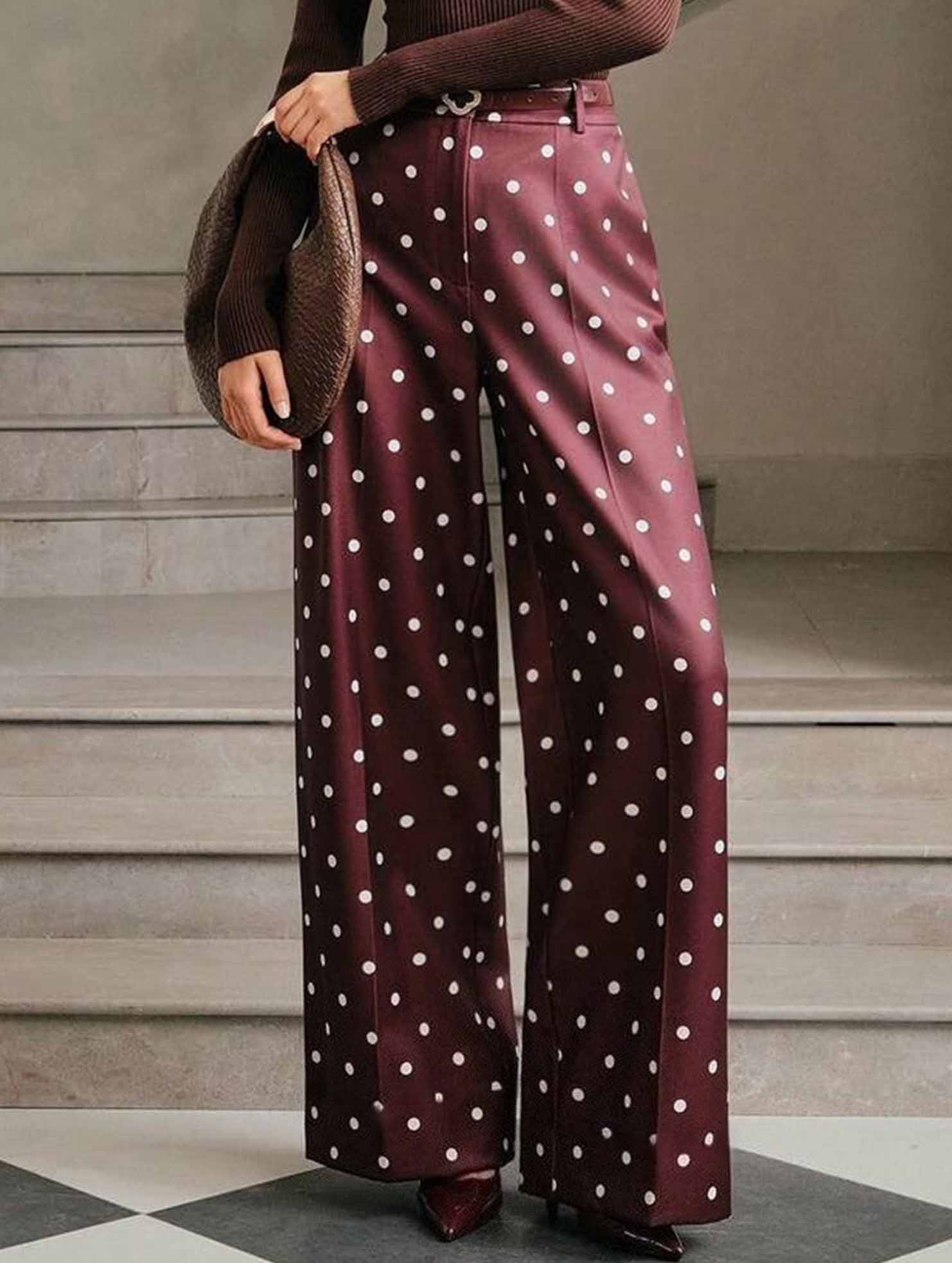 Vintage Polka Dot High Waist Wide Pants