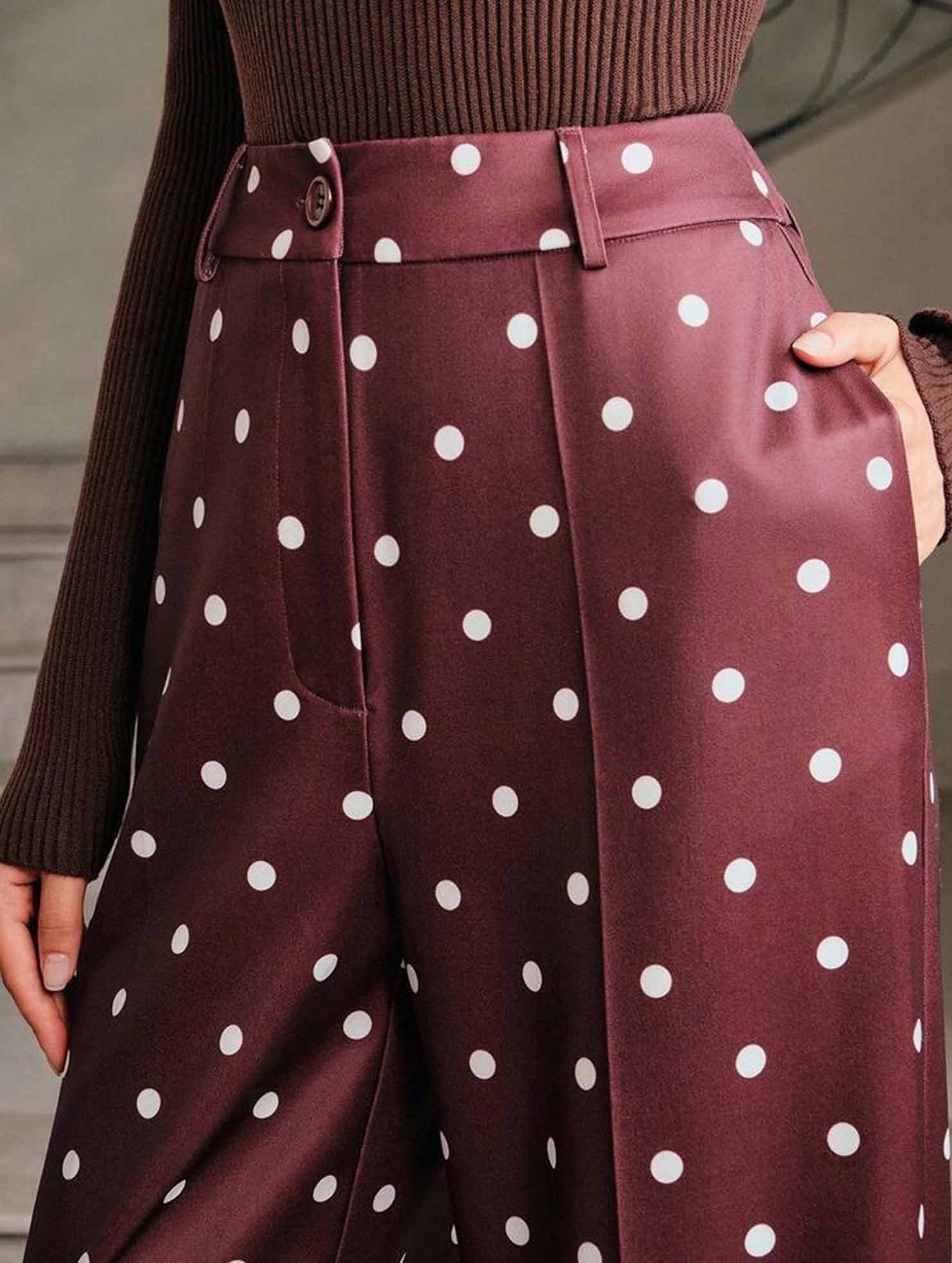 Vintage Polka Dot High Waist Wide Pants