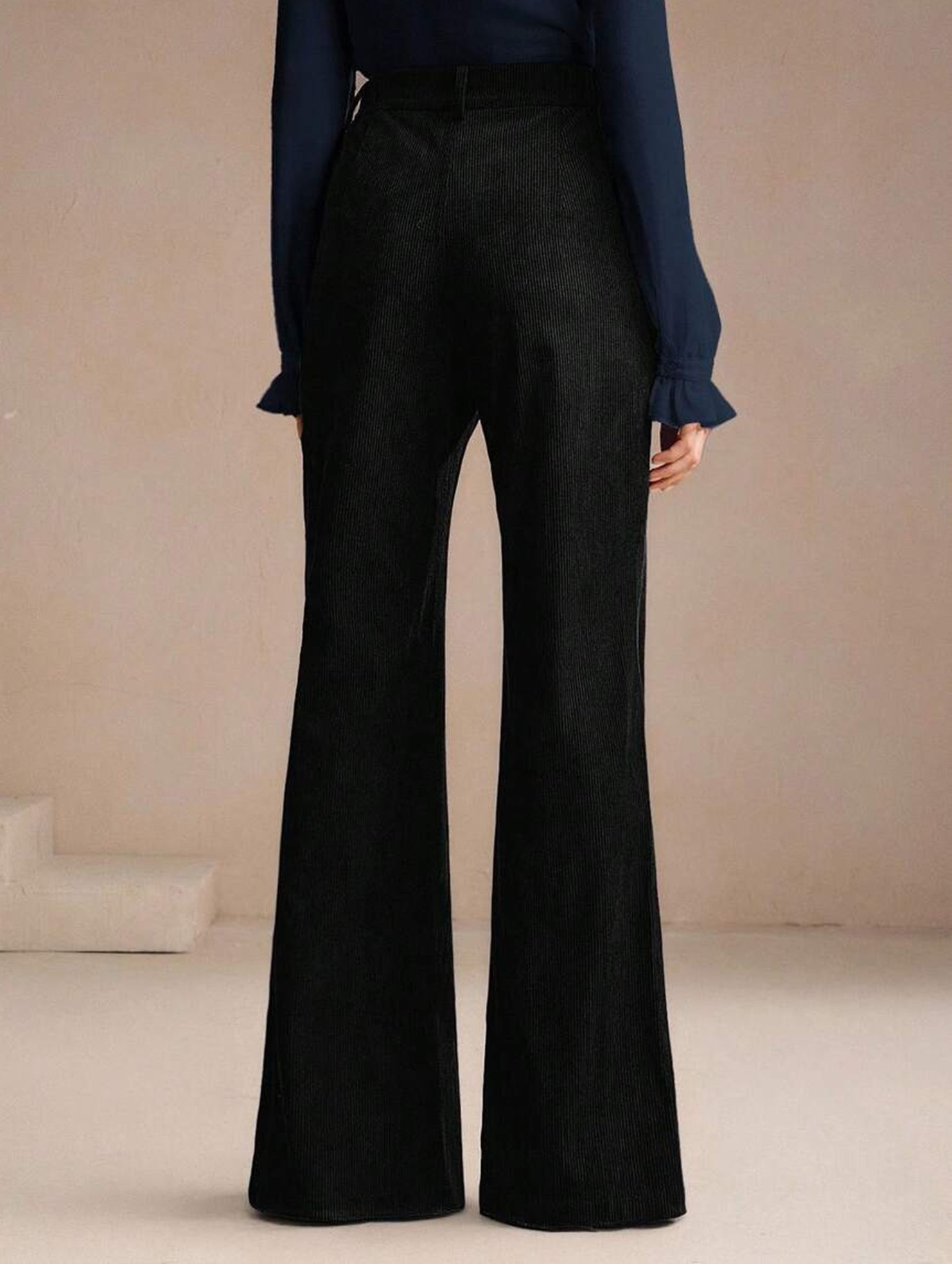 Corduroy High Waist Slim Flare Pants