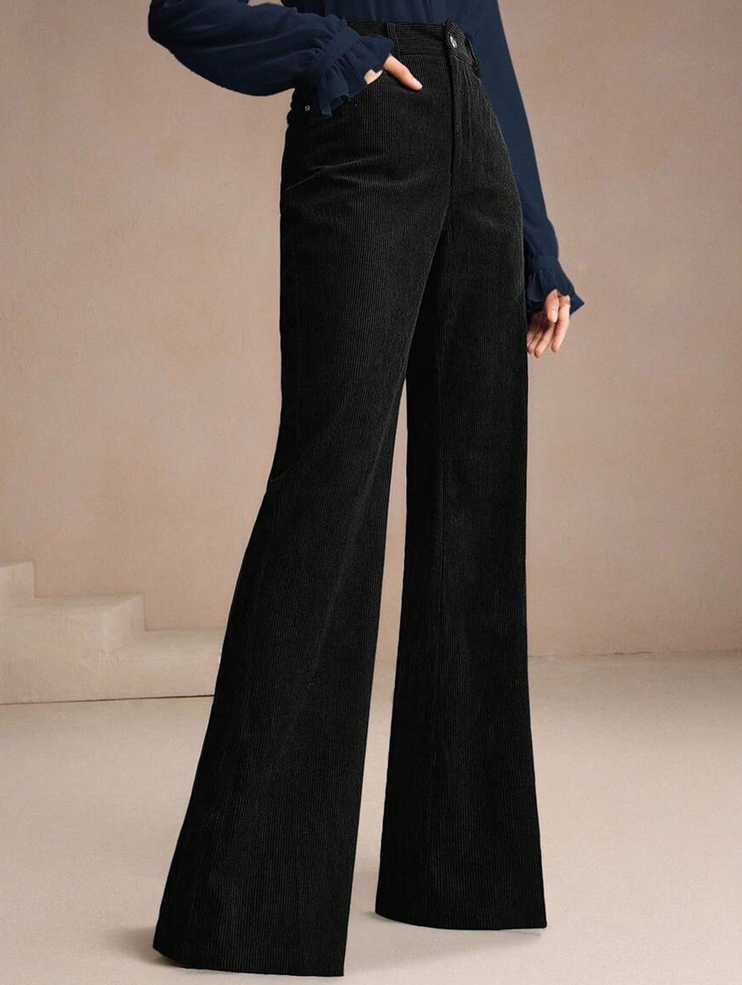 Corduroy High Waist Slim Flare Pants