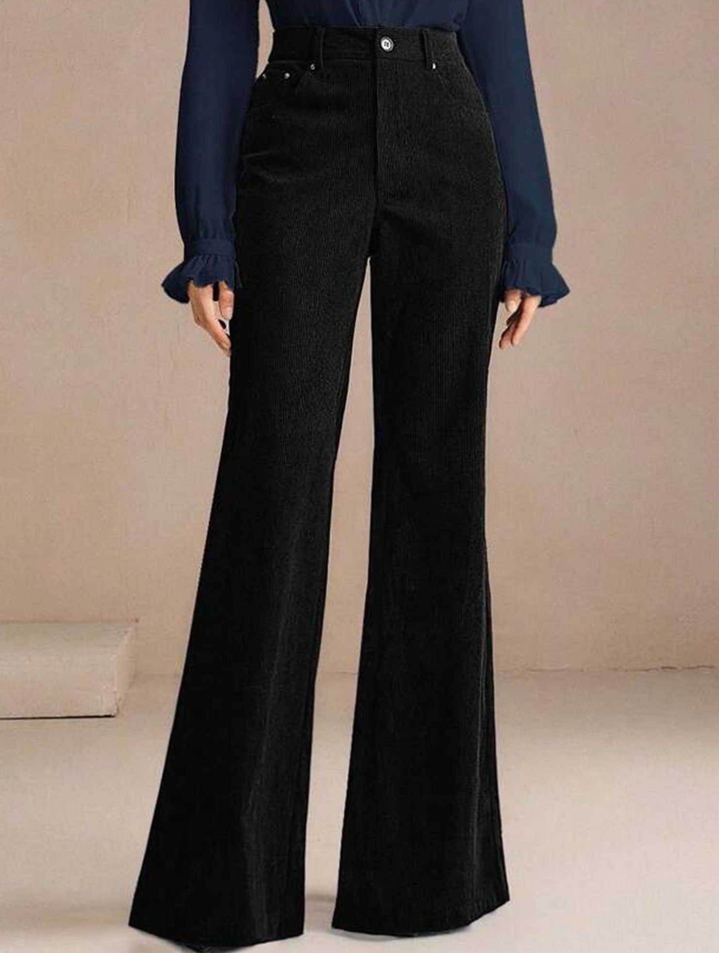 Corduroy High Waist Slim Flare Pants