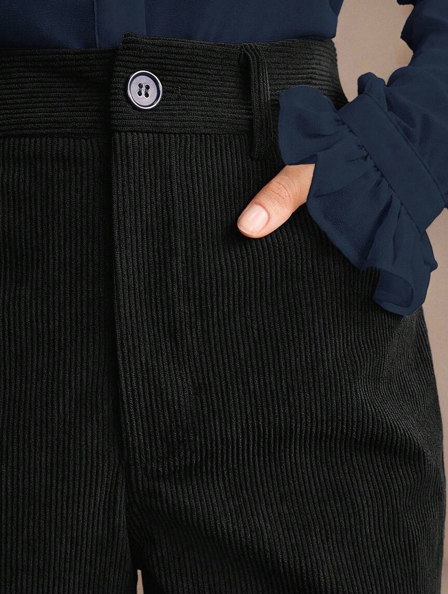 Corduroy High Waist Slim Flare Pants