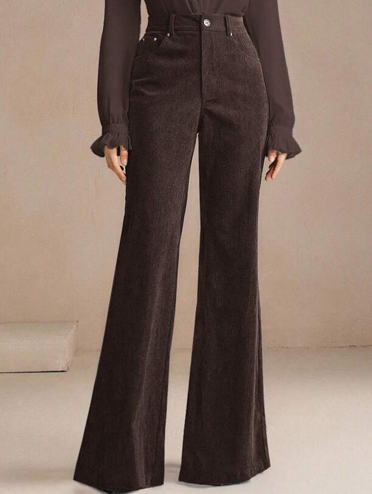 Corduroy High Waist Slim Flare Pants