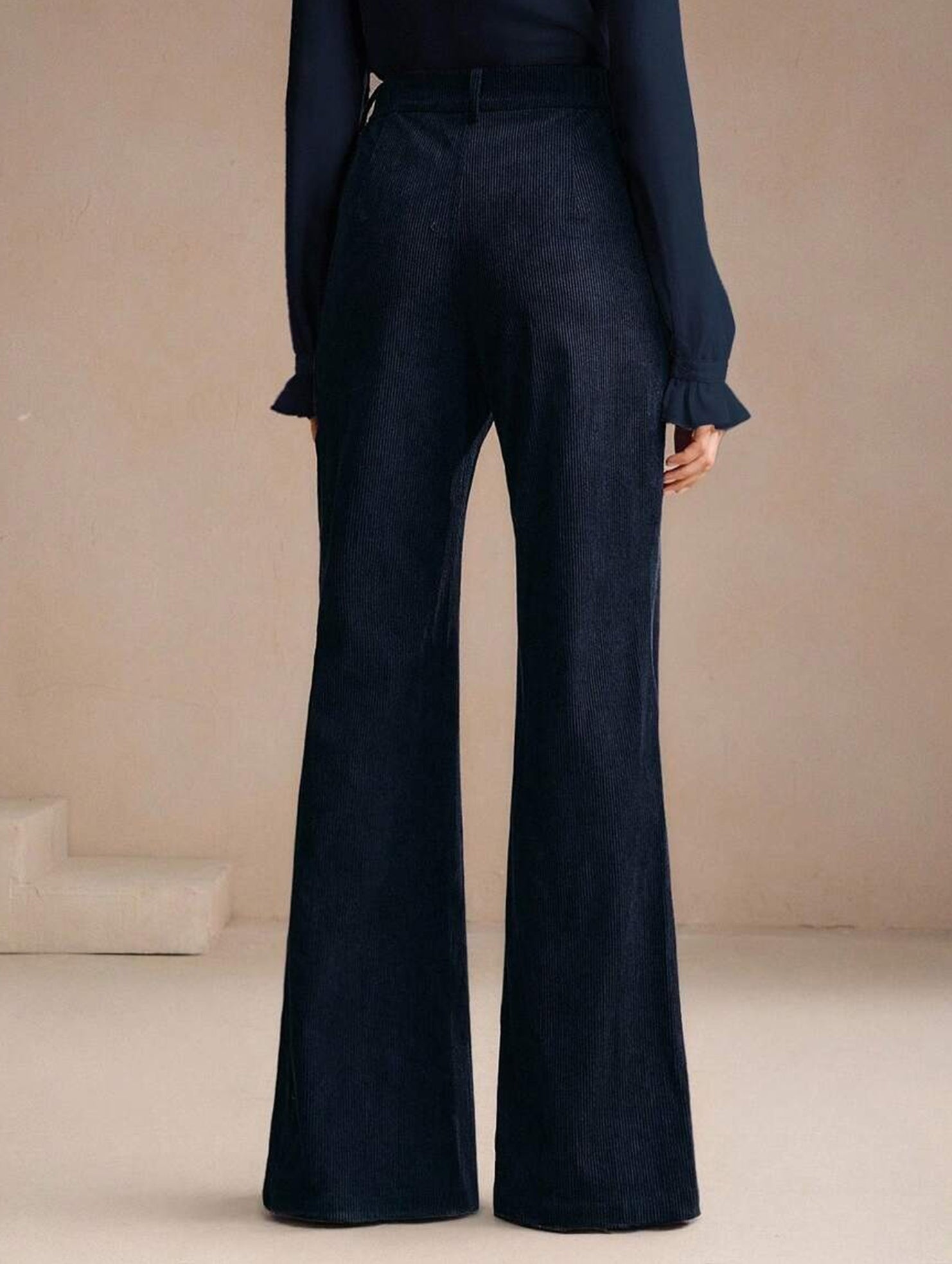 Corduroy High Waist Slim Flare Pants