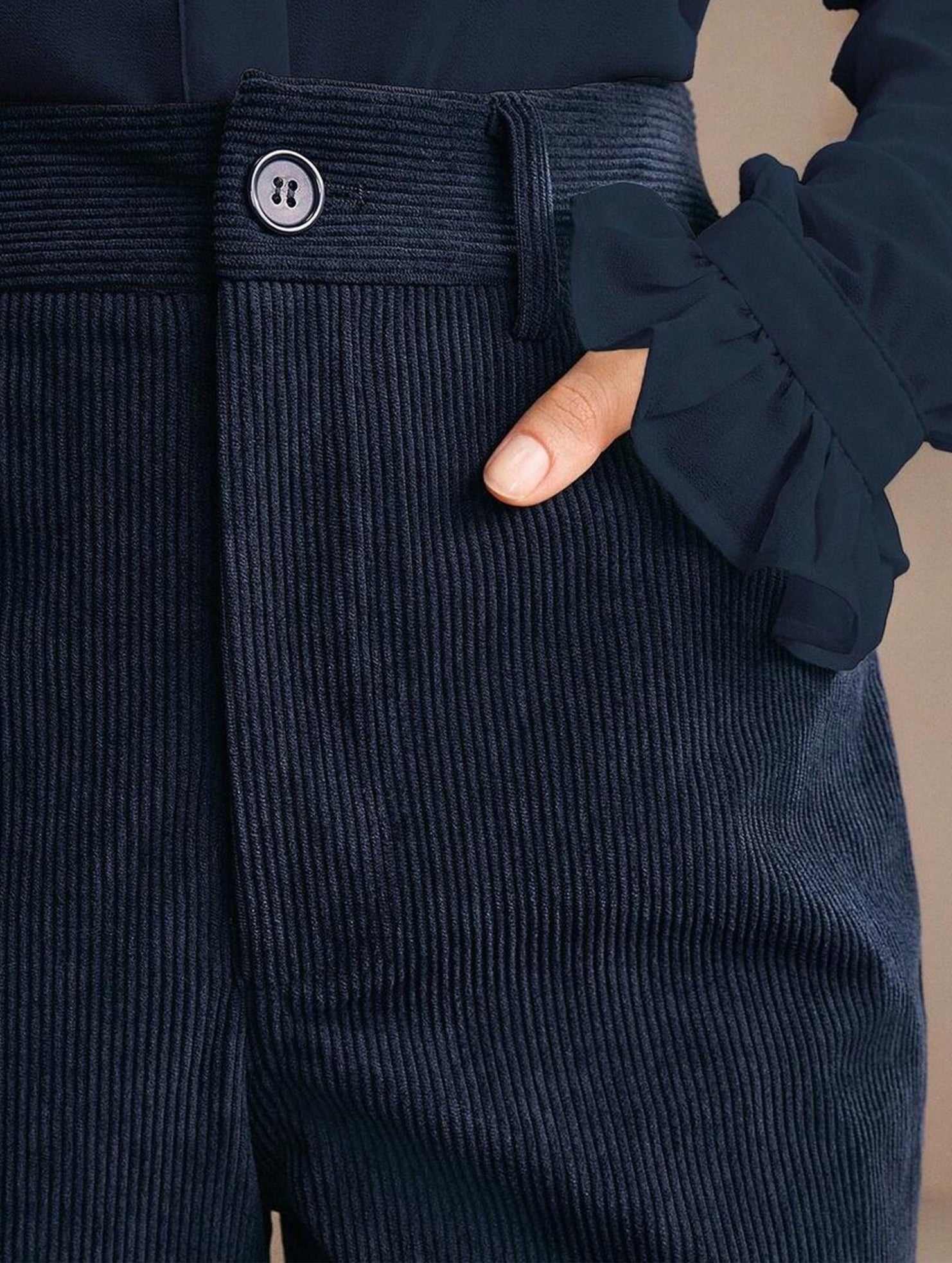 Corduroy High Waist Slim Flare Pants