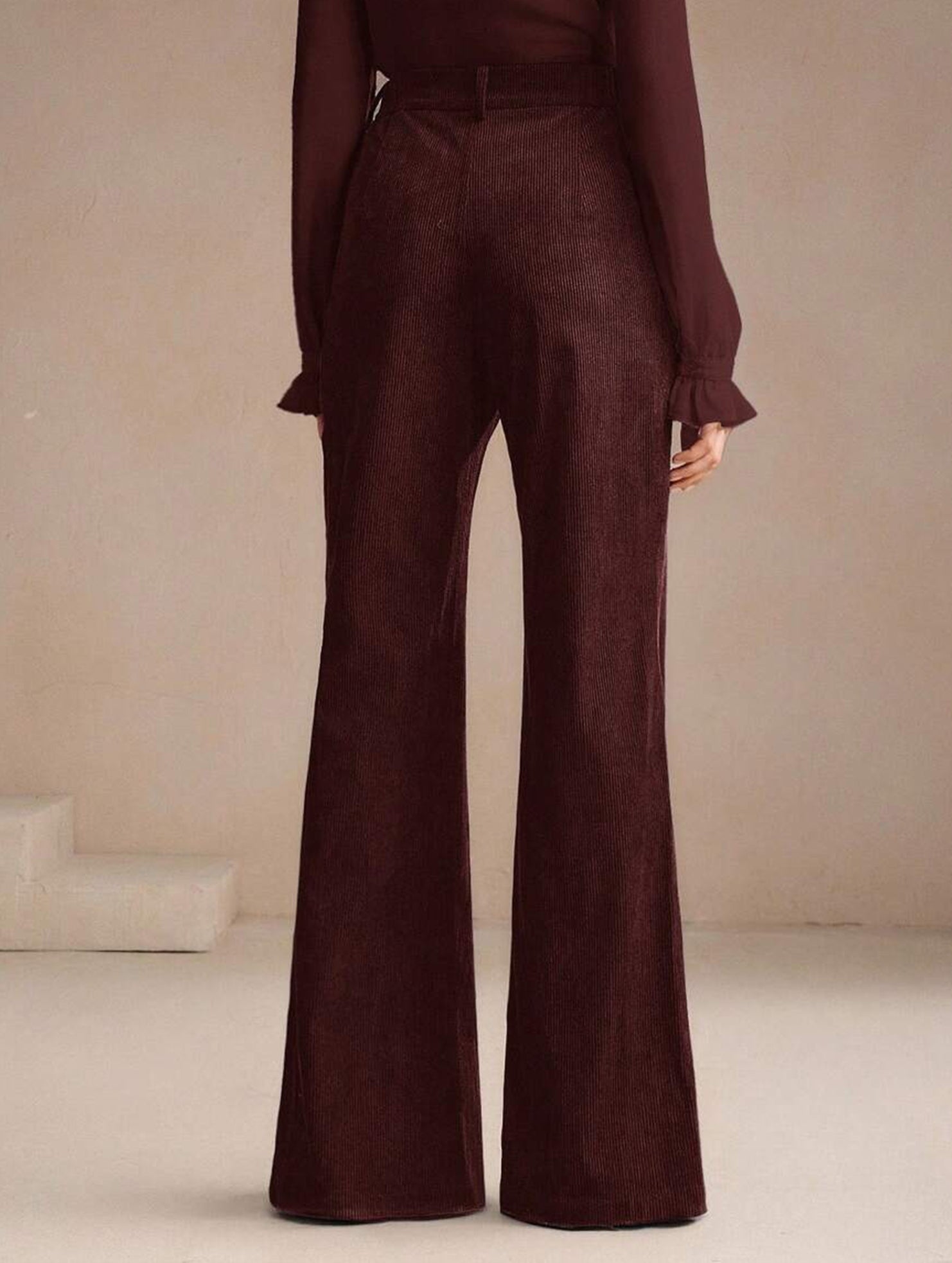 Corduroy High Waist Slim Flare Pants