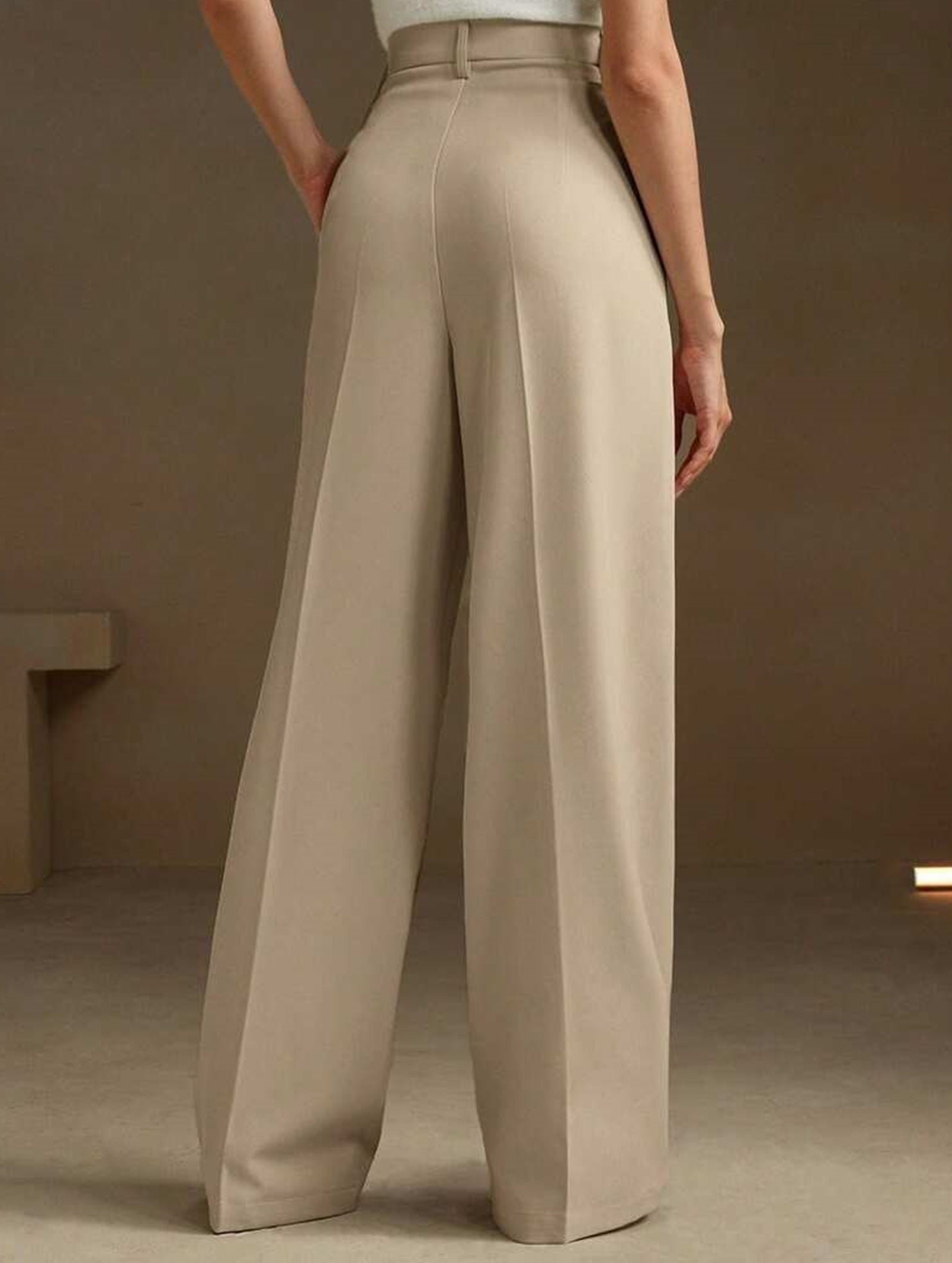 High Waist Straight Wide Leg Office Pants