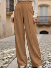 High Waist Straight Wide Leg Office Pants