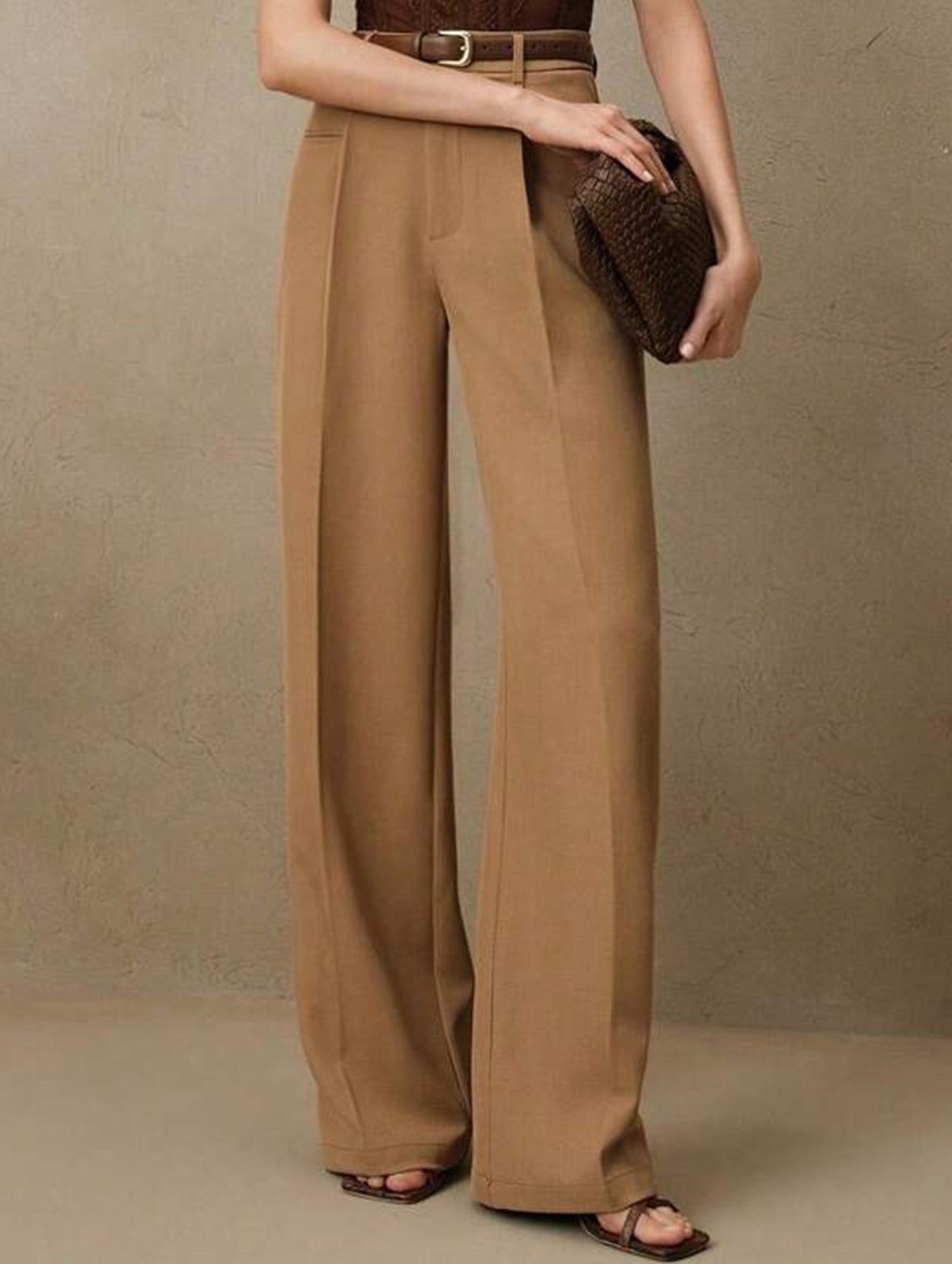 High Waist Straight Wide Leg Office Pants