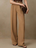 High Waist Straight Wide Leg Office Pants