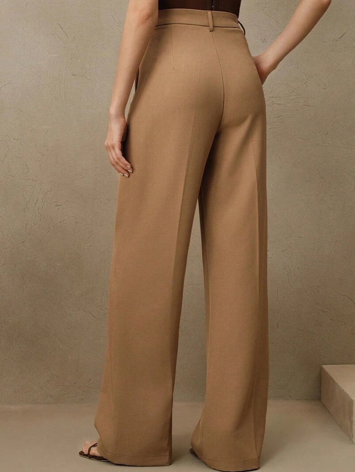 High Waist Straight Wide Leg Office Pants