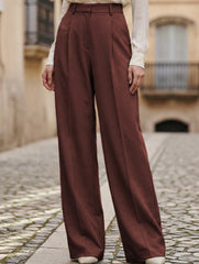 High Waist Straight Wide Leg Office Pants