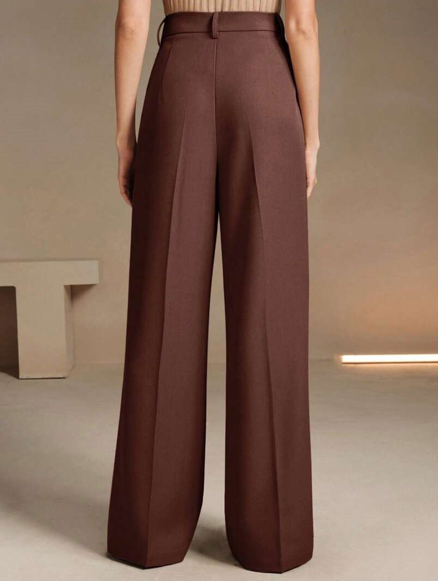High Waist Straight Wide Leg Office Pants