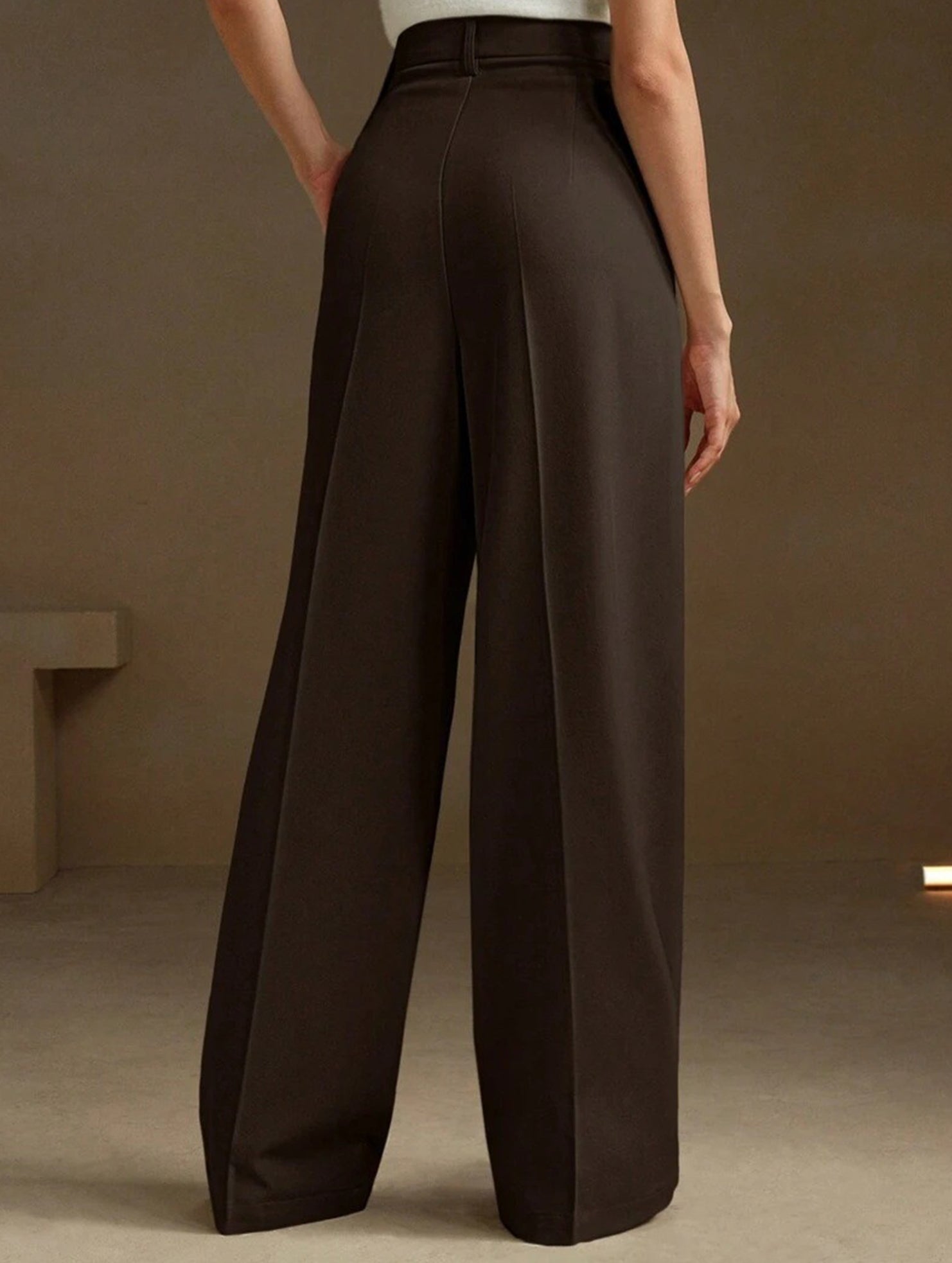 High Waist Straight Wide Leg Office Pants