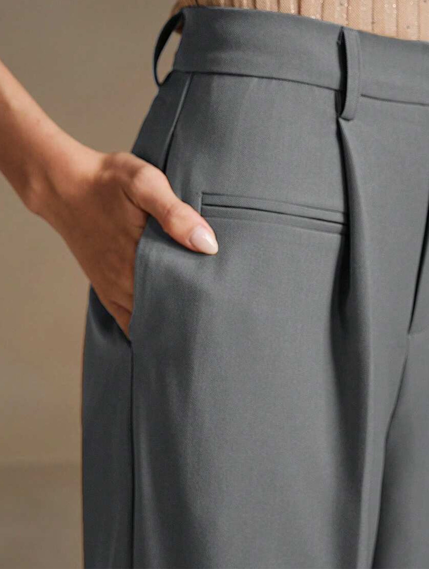 High Waist Straight Wide Leg Office Pants