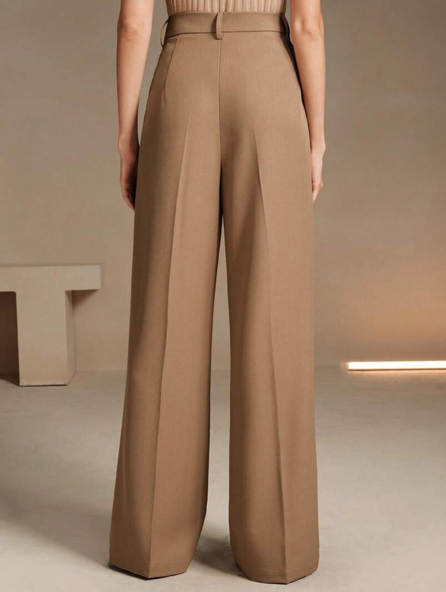 High Waist Straight Wide Leg Office Pants