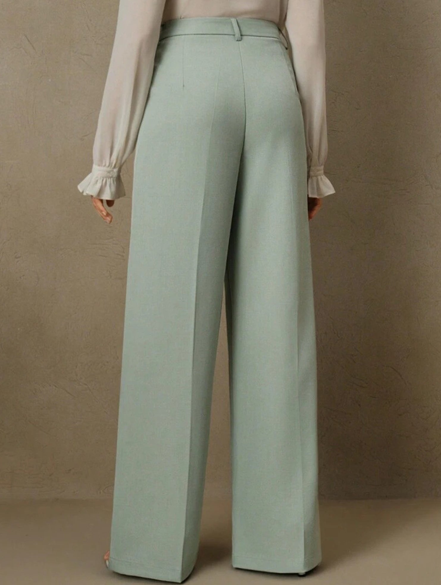 High Waist Straight Wide Leg Office Pants