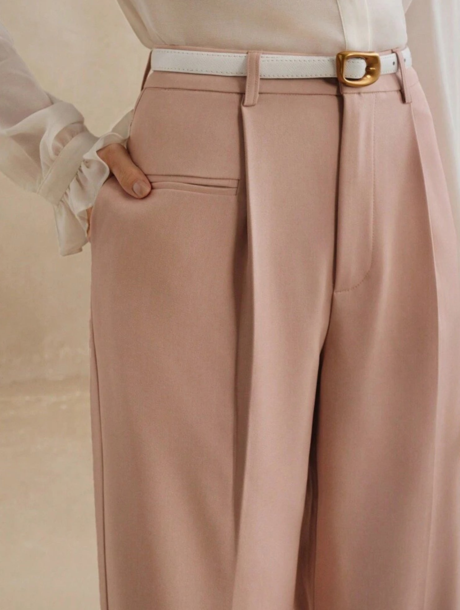 High Waist Straight Wide Leg Office Pants