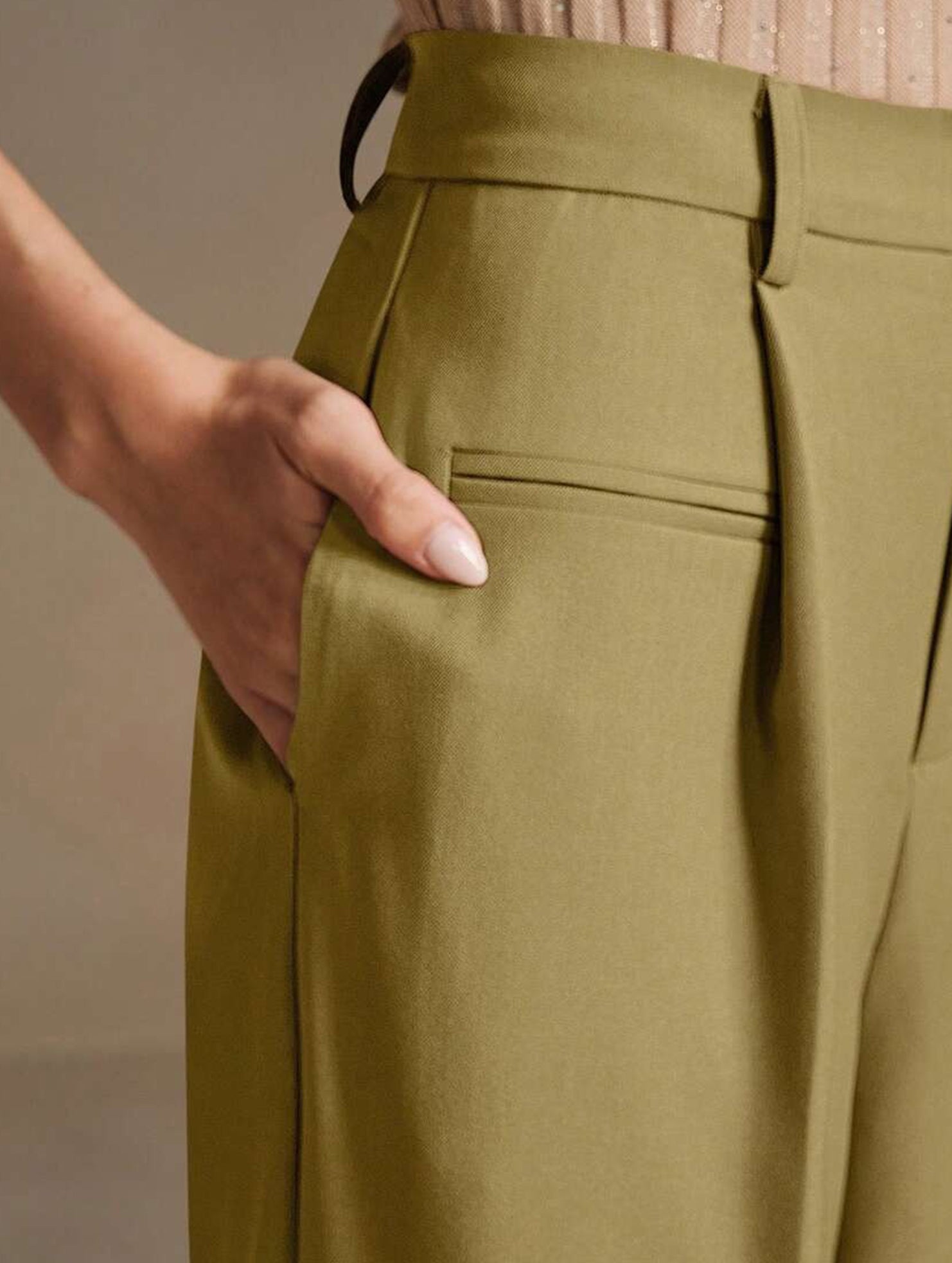High Waist Straight Wide Leg Office Pants