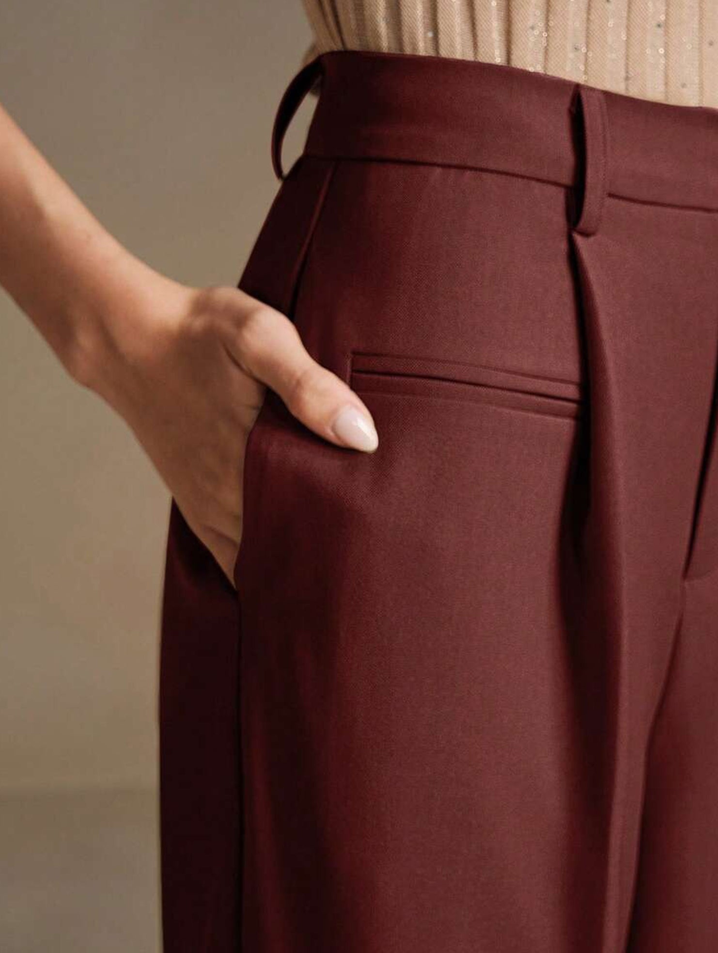 High Waist Straight Wide Leg Office Pants