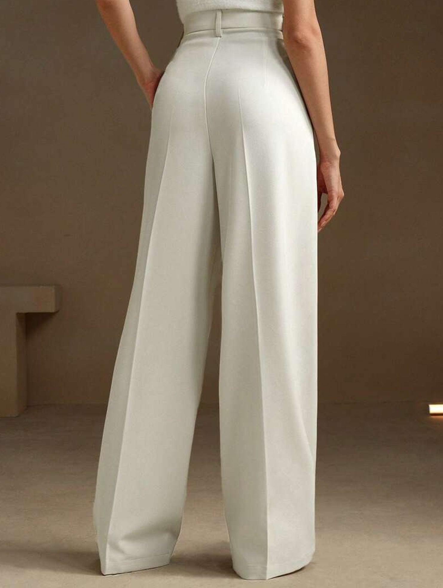 High Waist Straight Wide Leg Office Pants