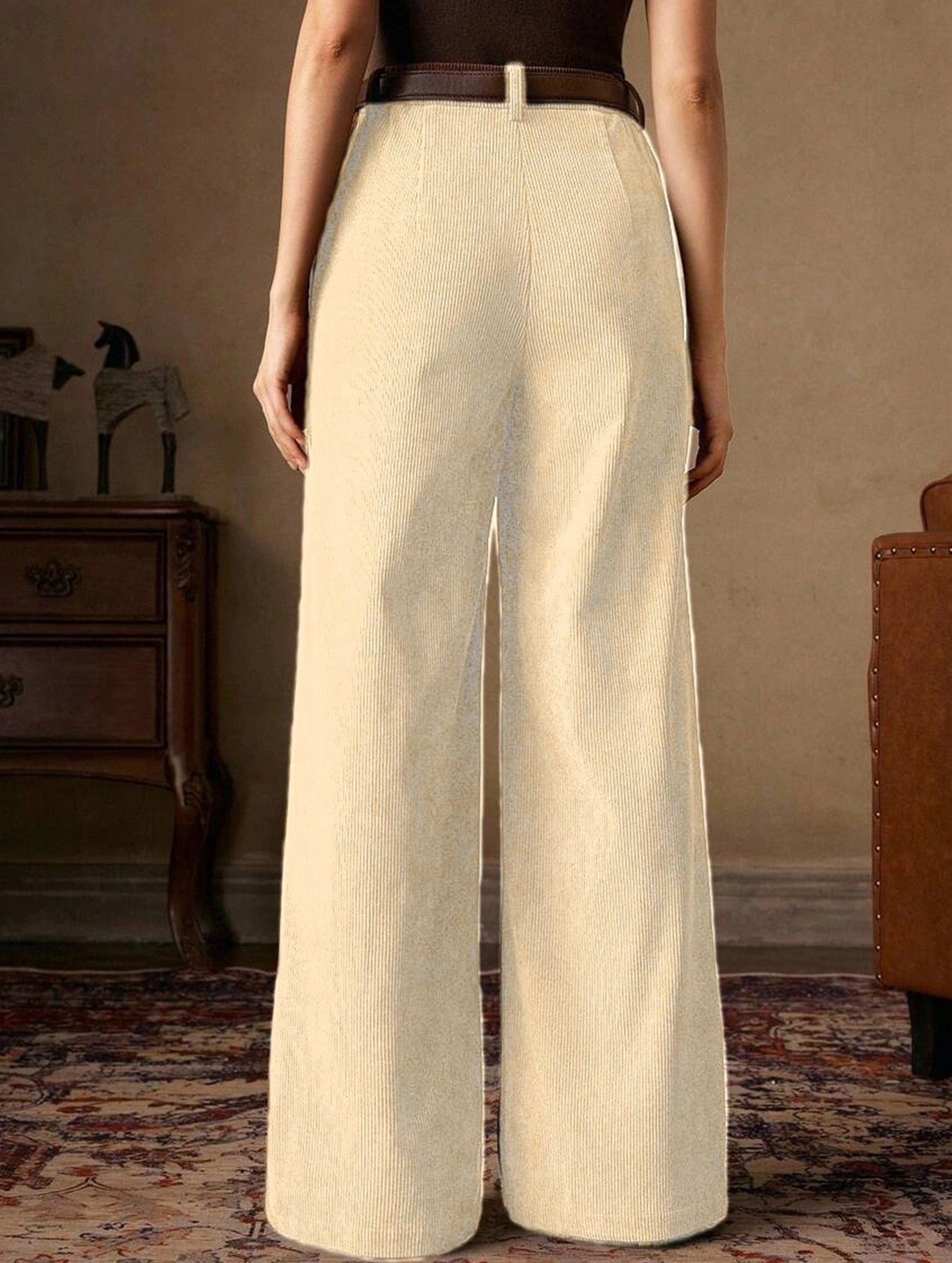Corduroy High Waist Wide Leg Pants
