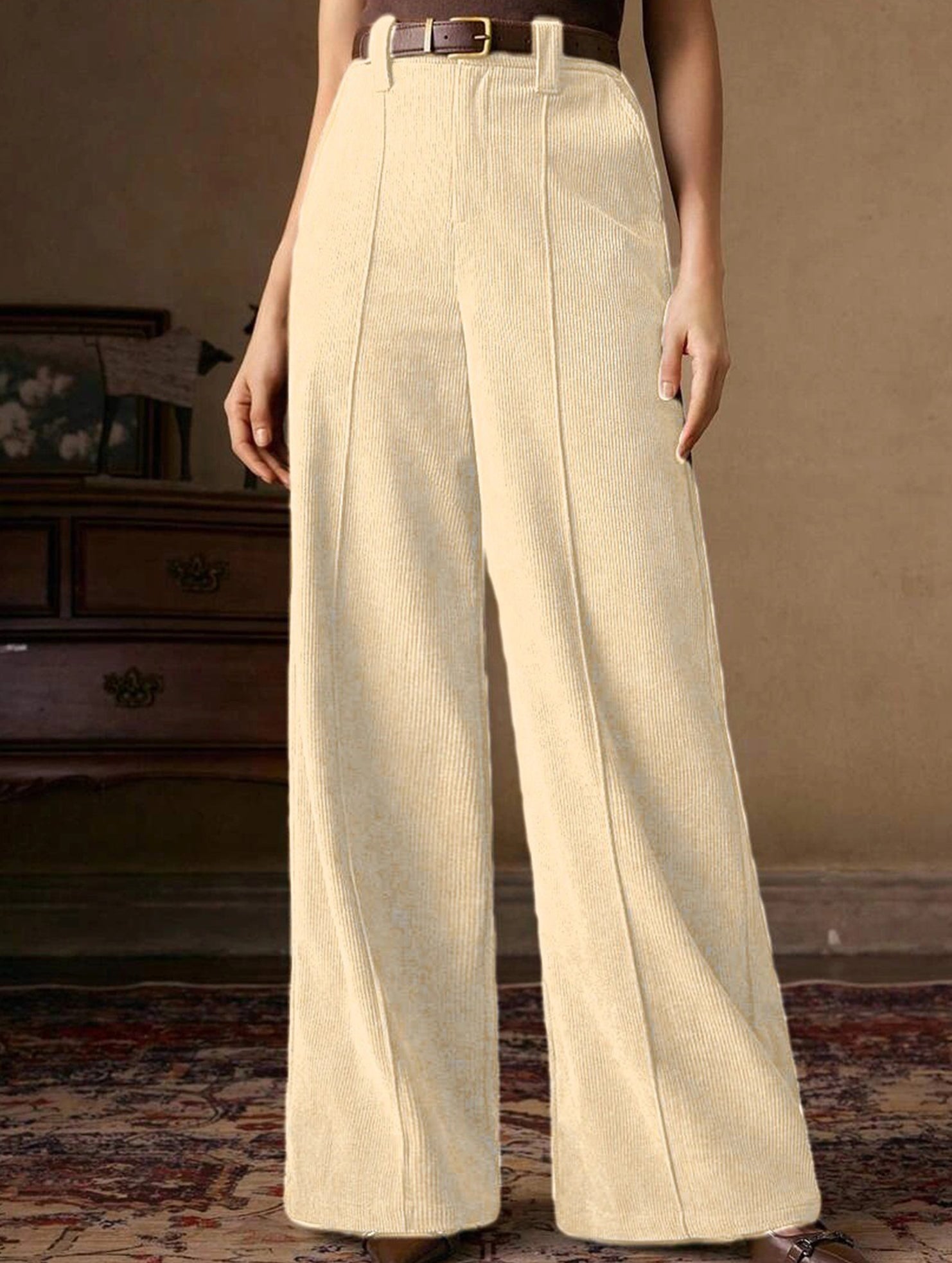 Corduroy High Waist Wide Leg Pants