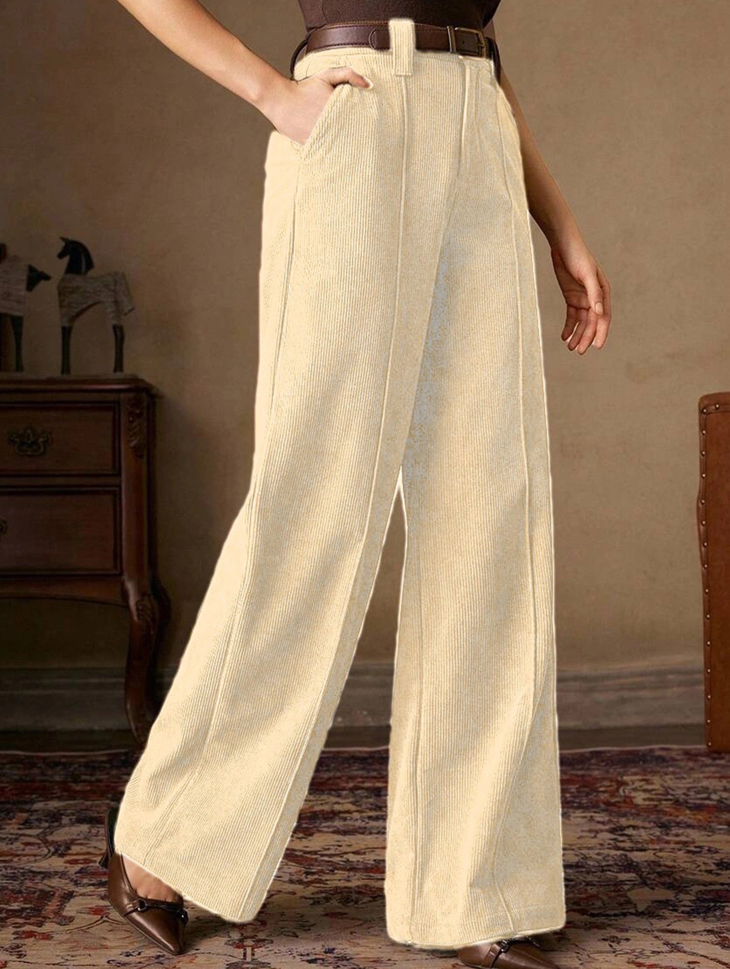 Corduroy High Waist Wide Leg Pants
