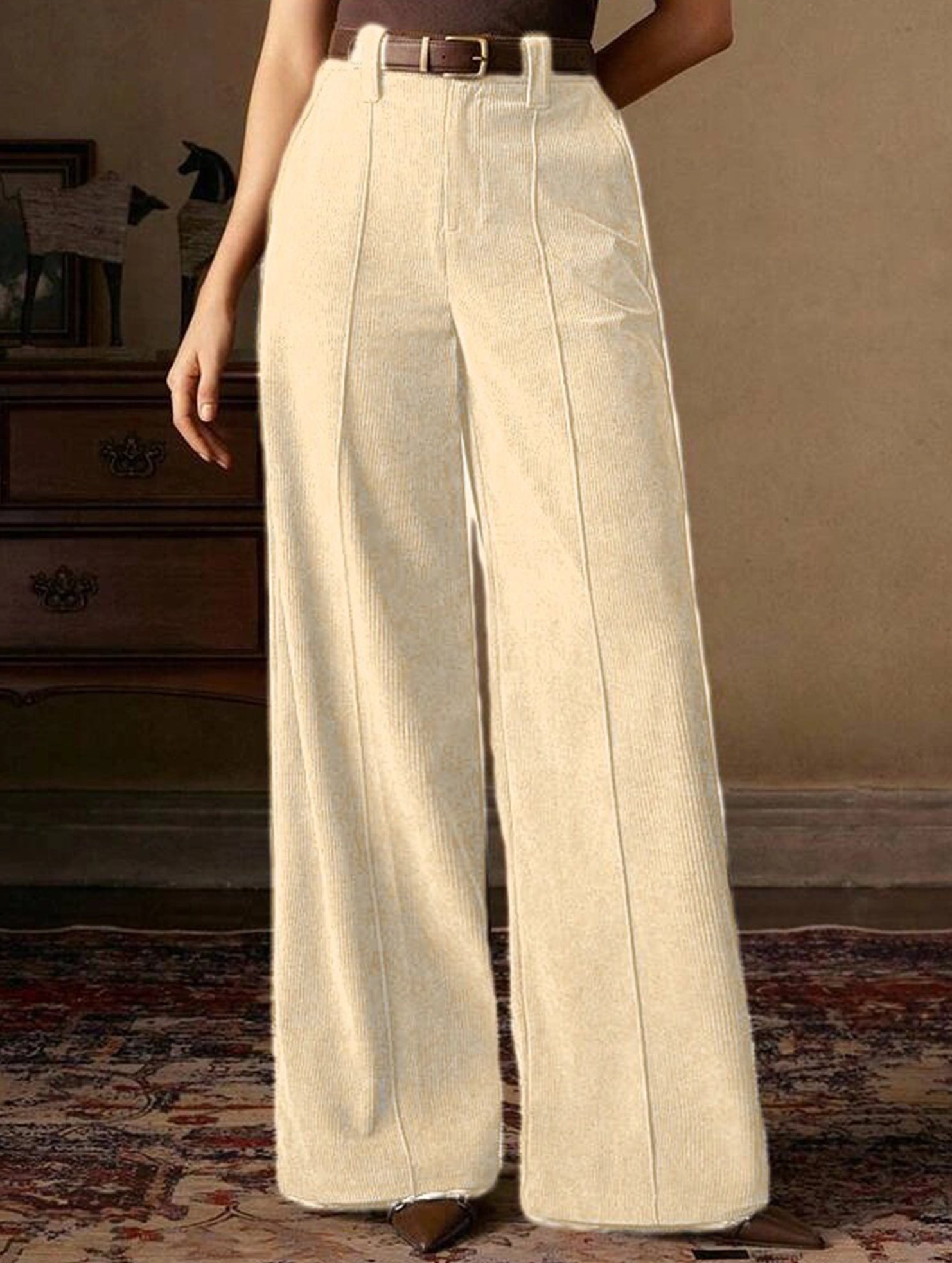 Corduroy High Waist Wide Leg Pants