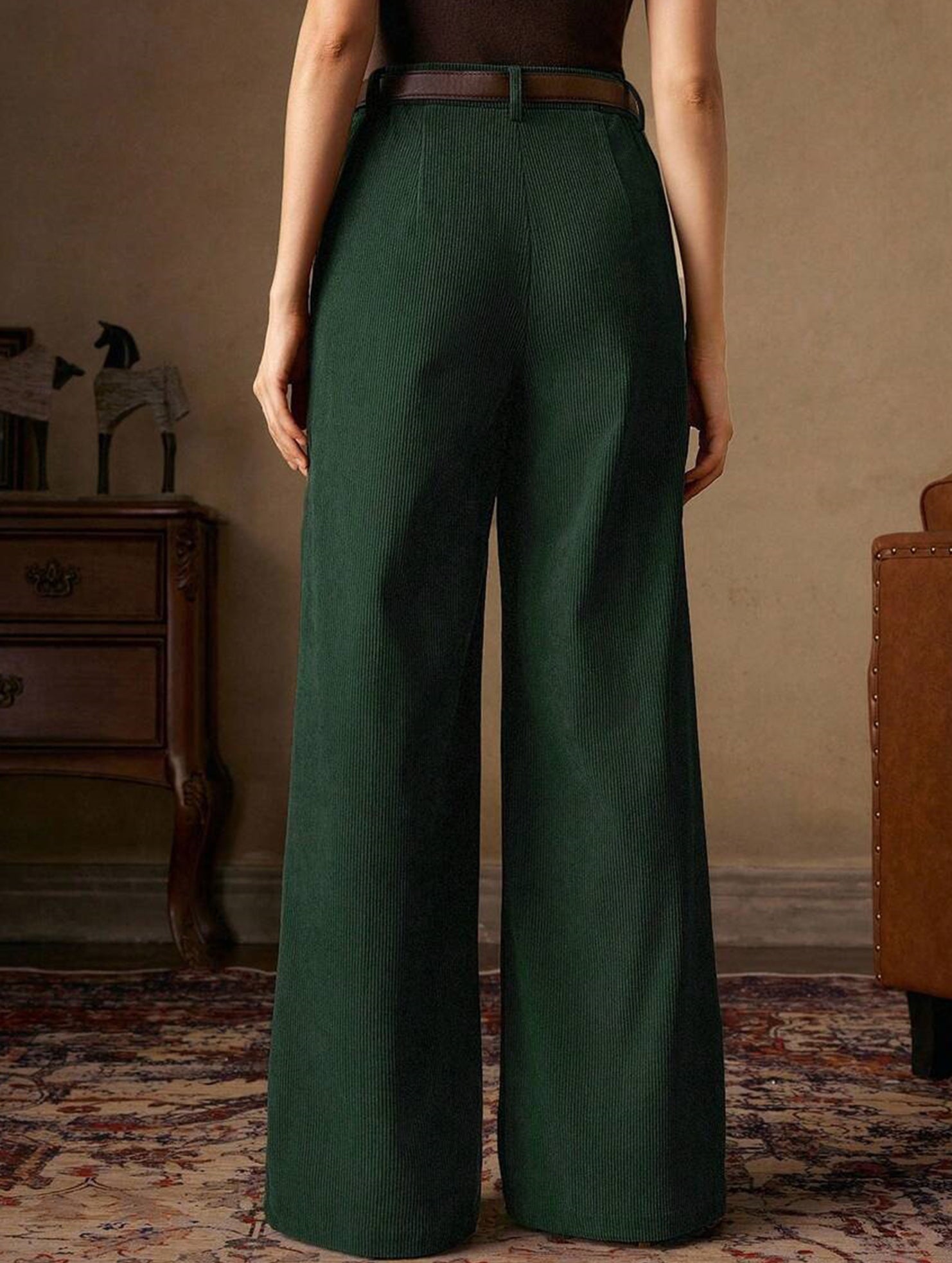 Corduroy High Waist Wide Leg Pants