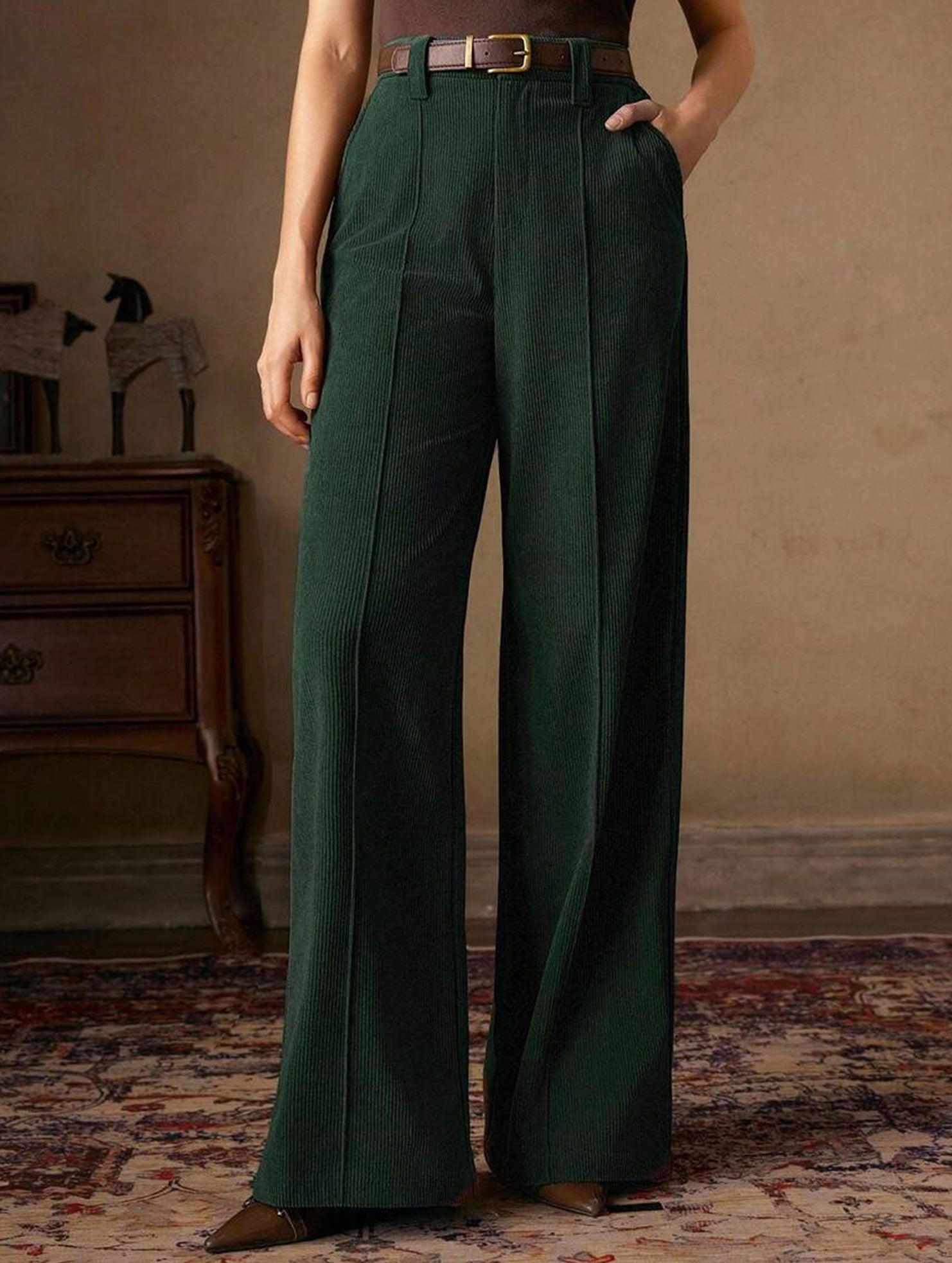 Corduroy High Waist Wide Leg Pants