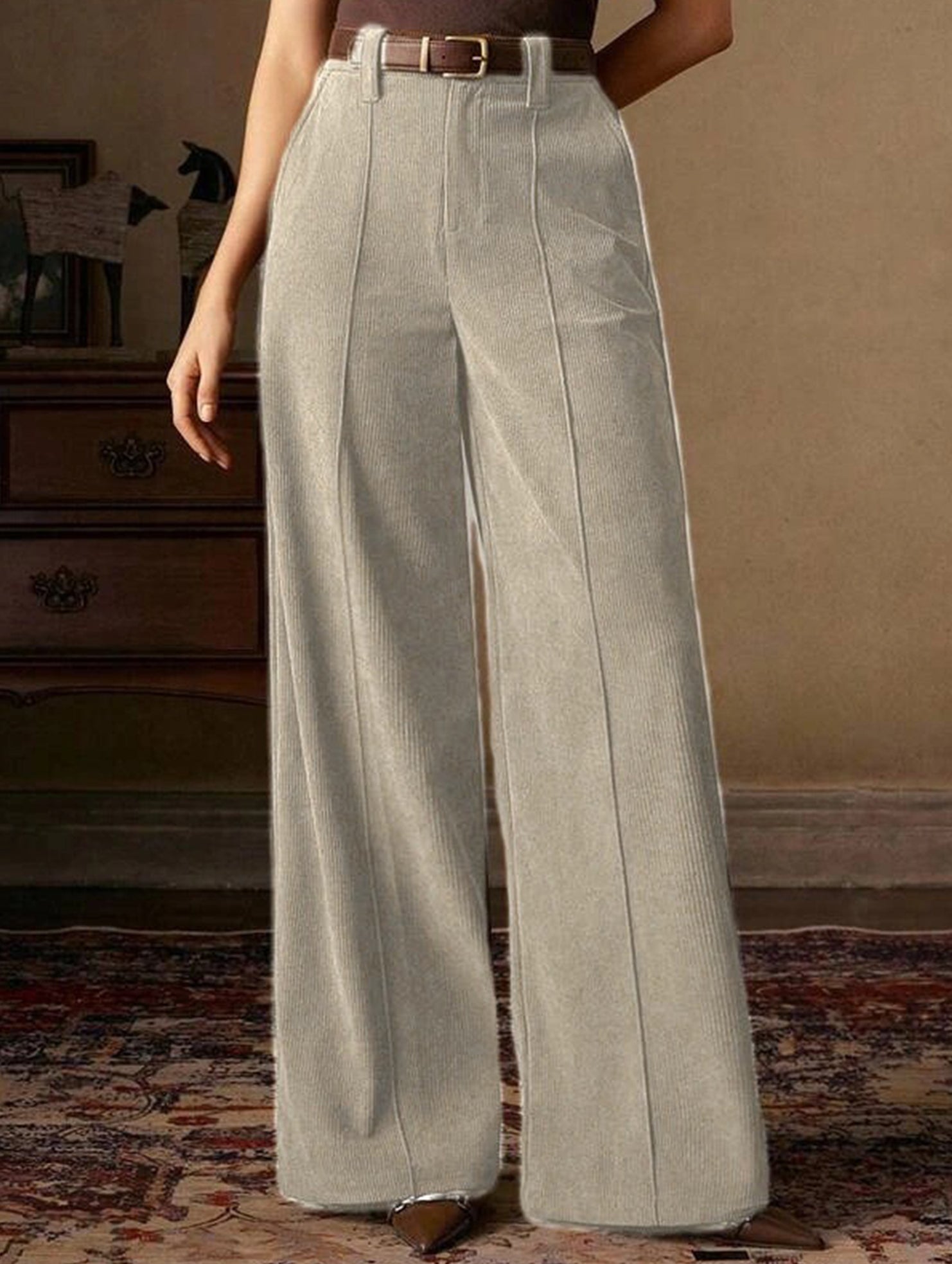 Corduroy High Waist Wide Leg Pants