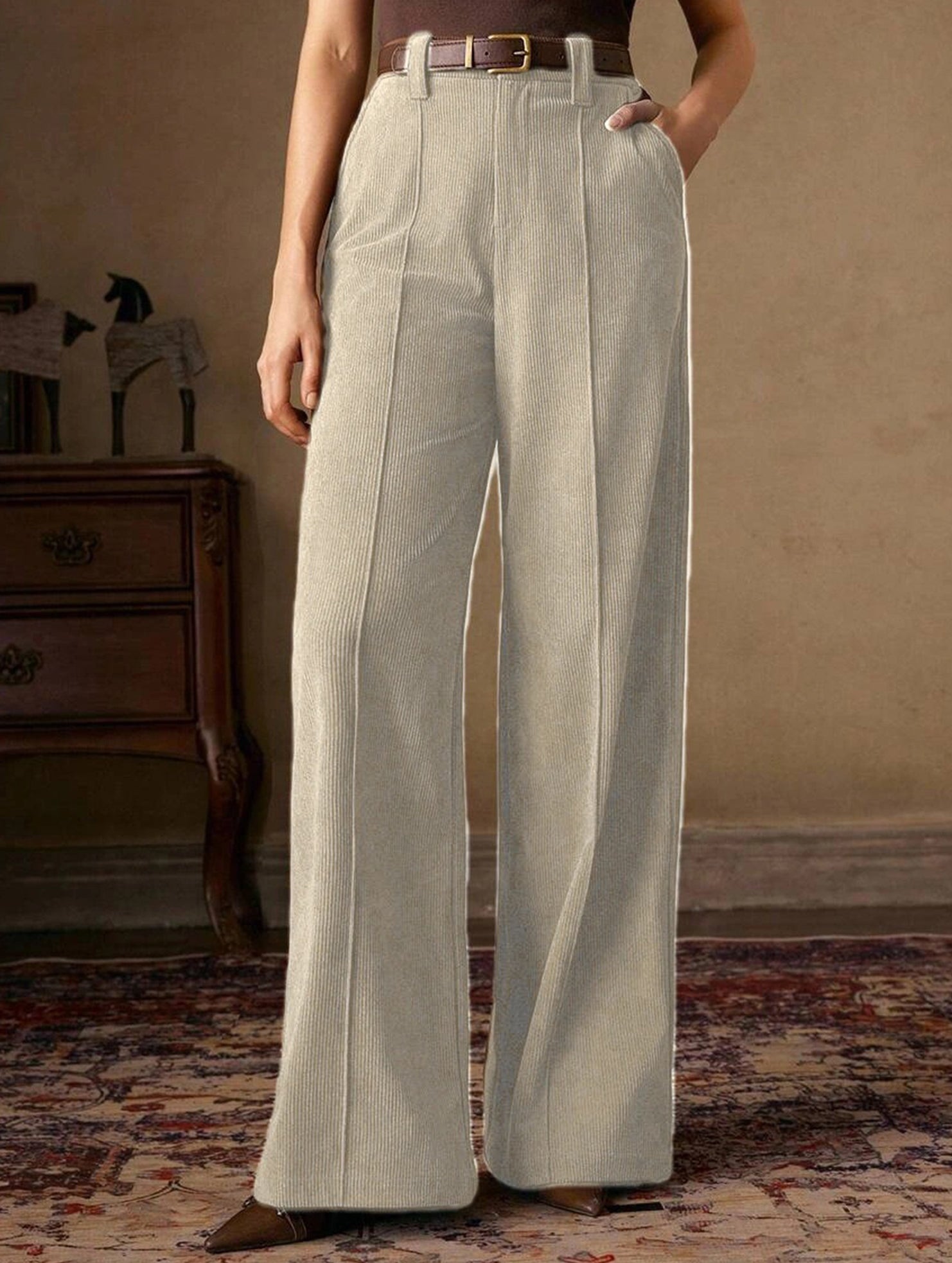 Corduroy High Waist Wide Leg Pants