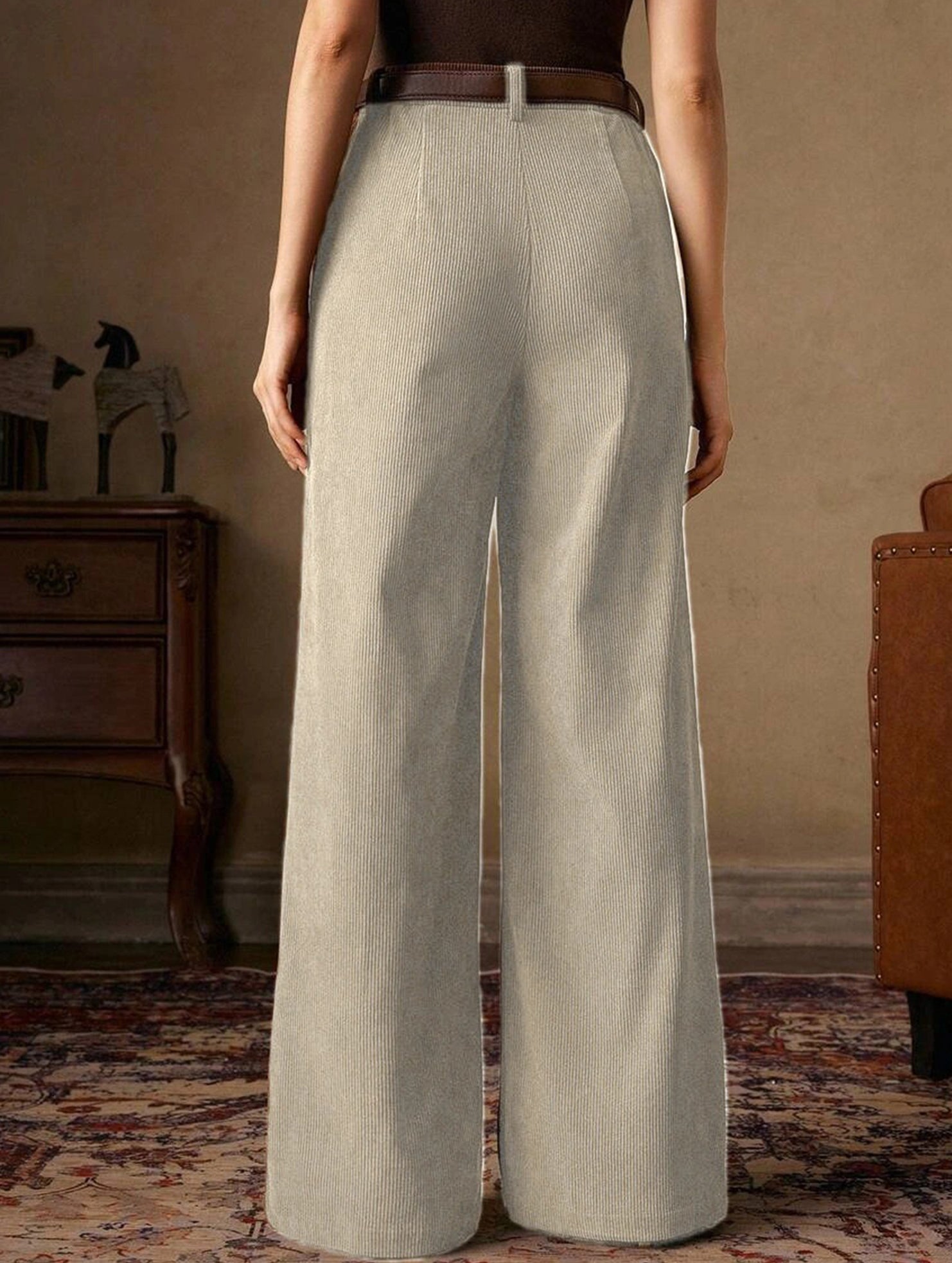 Corduroy High Waist Wide Leg Pants