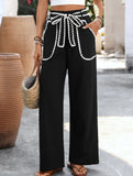 Contrast Color Straight Leg Pants