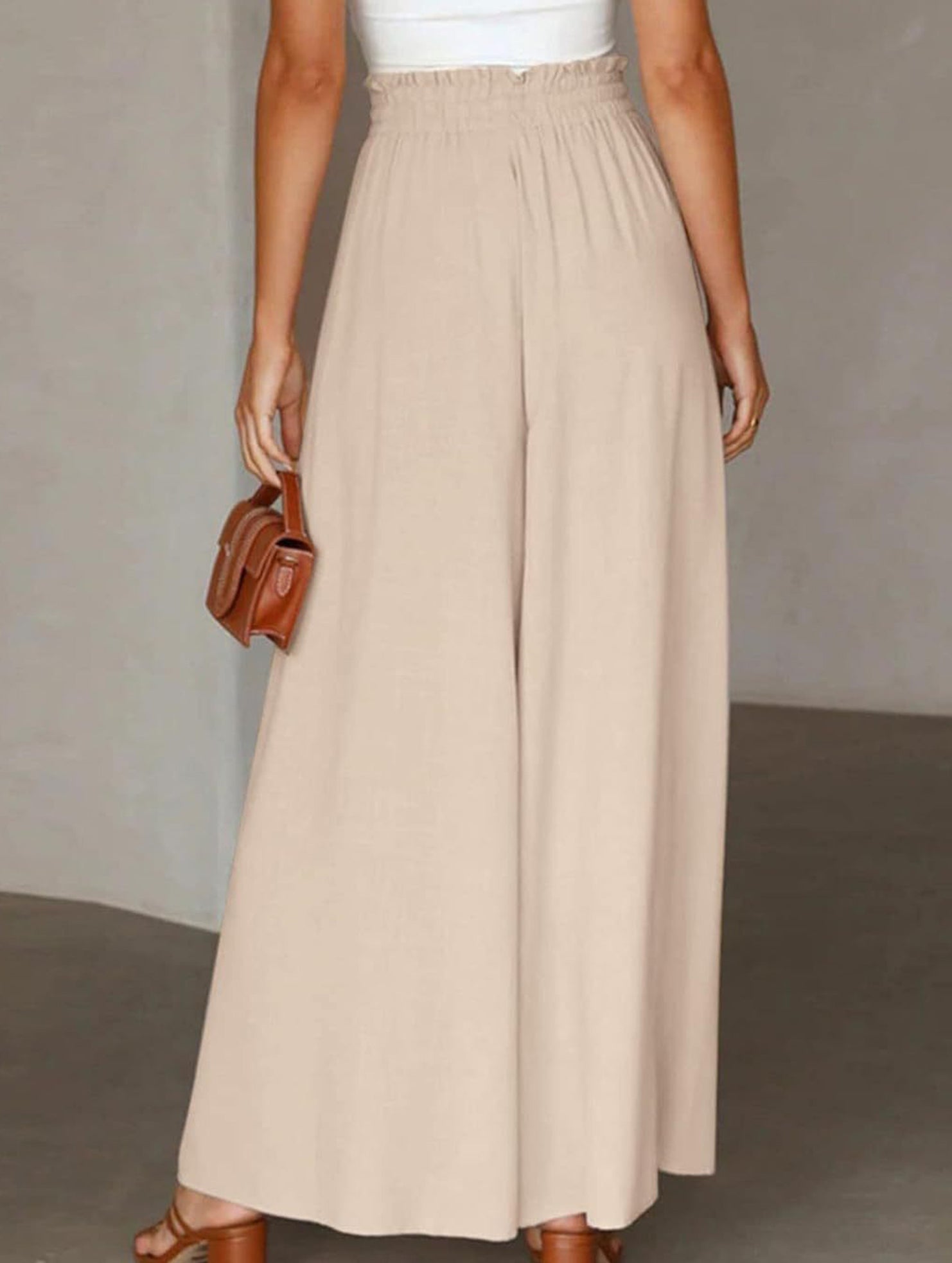 Elastic Waist Wide Leg Pants