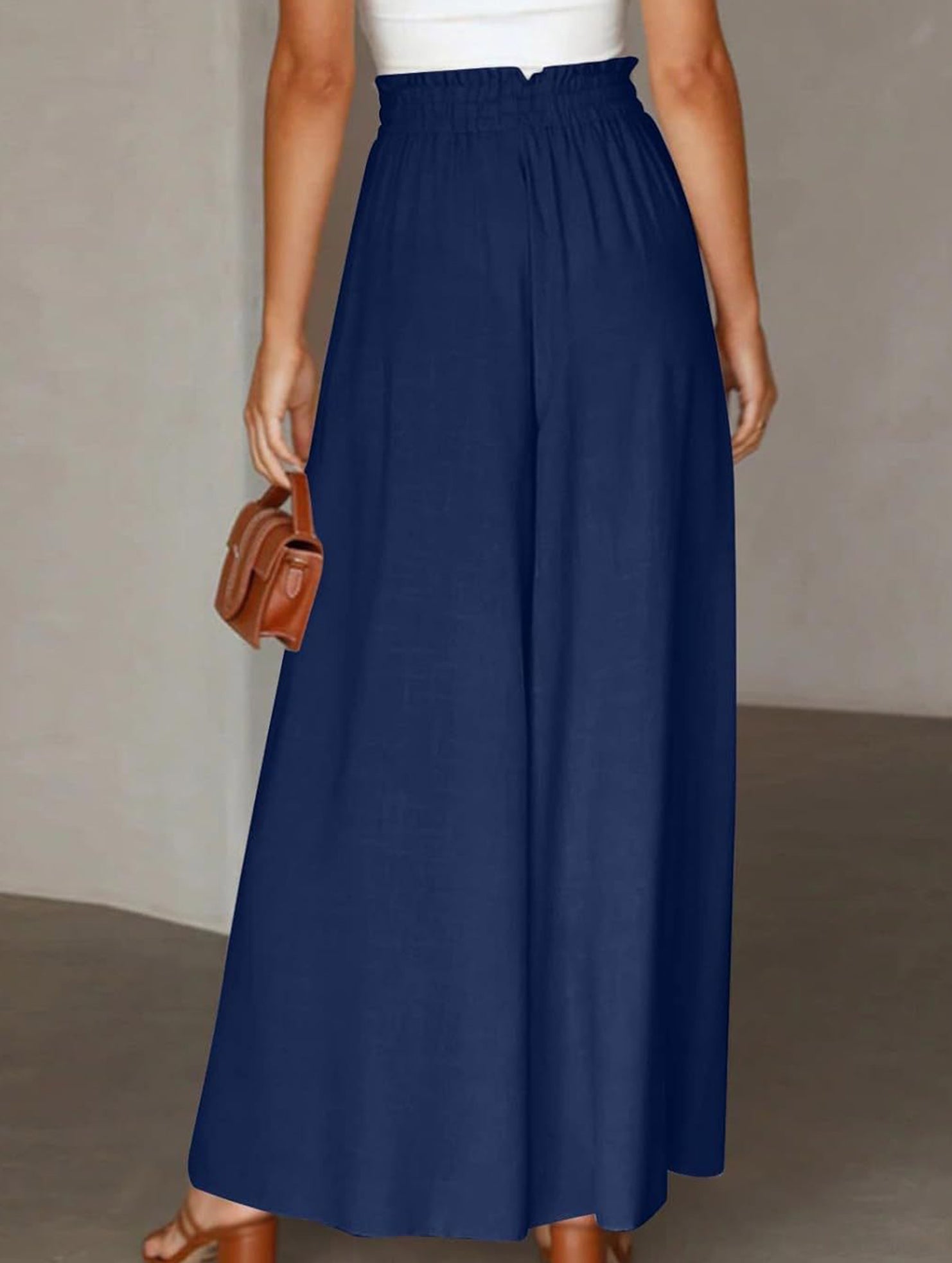 Elastic Waist Wide Leg Pants