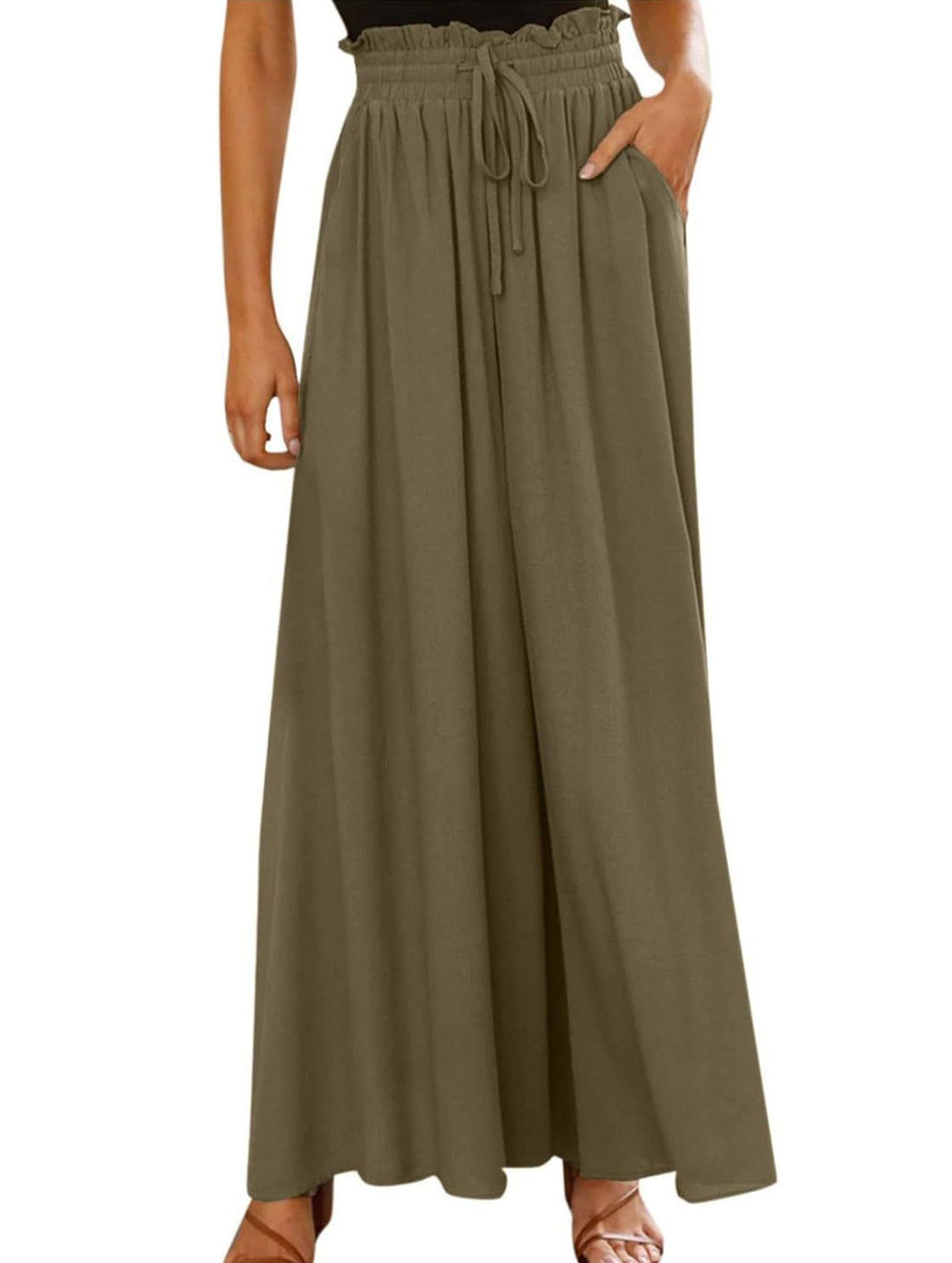 Elastic Waist Wide Leg Pants