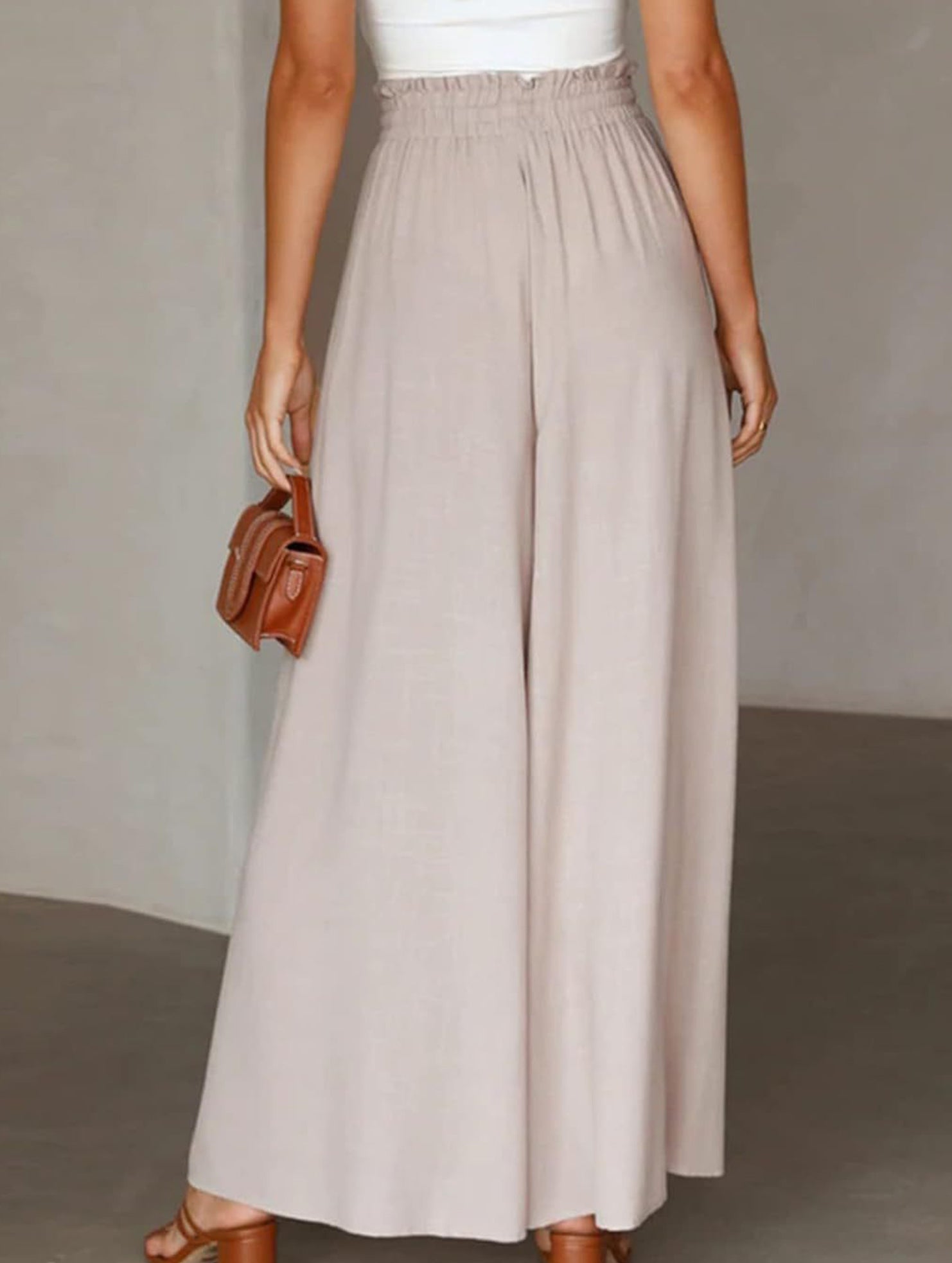 Elastic Waist Wide Leg Pants
