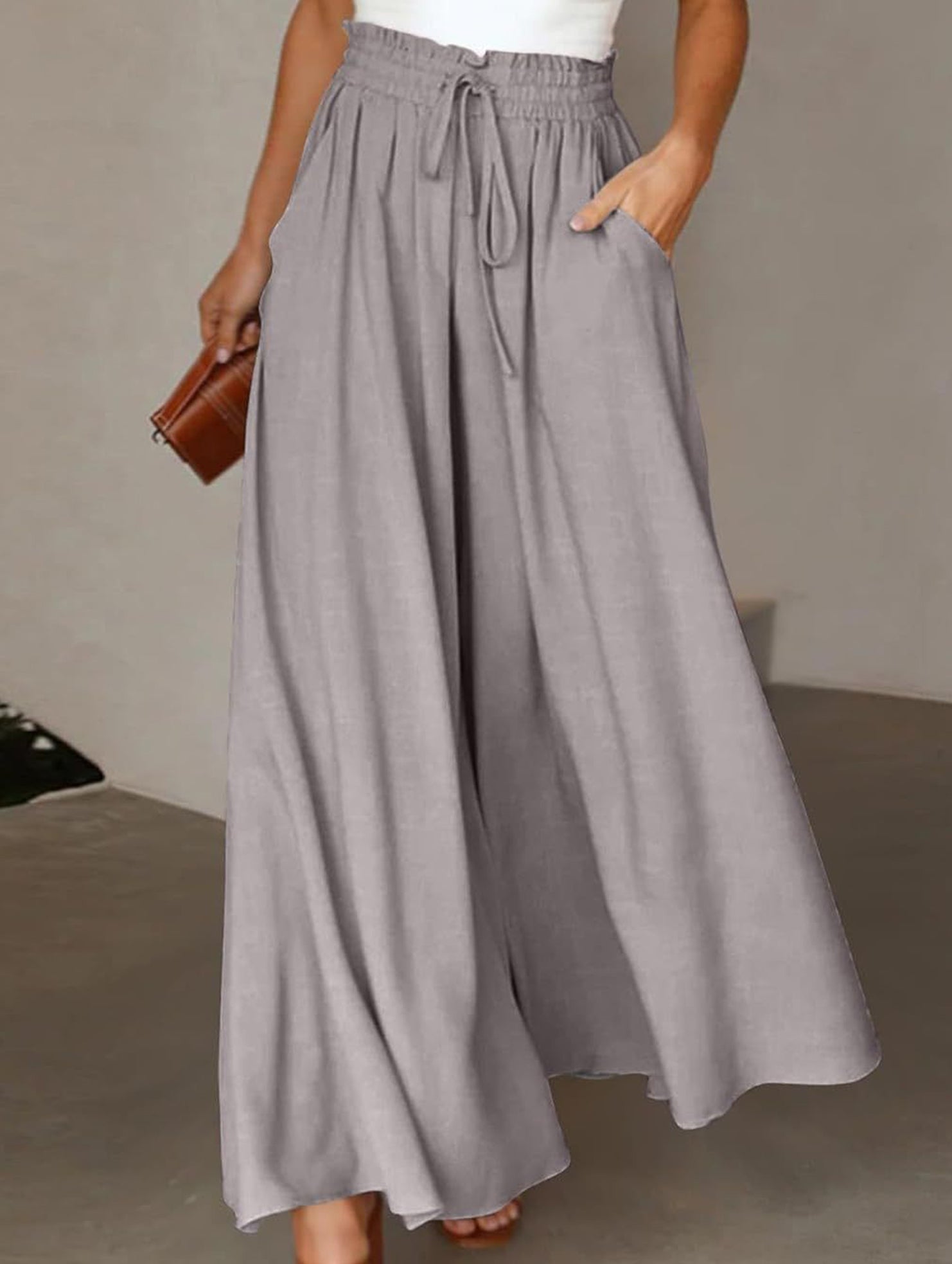 Elastic Waist Wide Leg Pants
