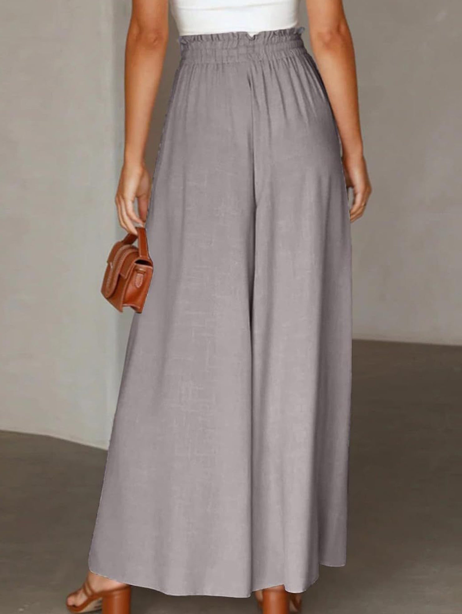 Elastic Waist Wide Leg Pants