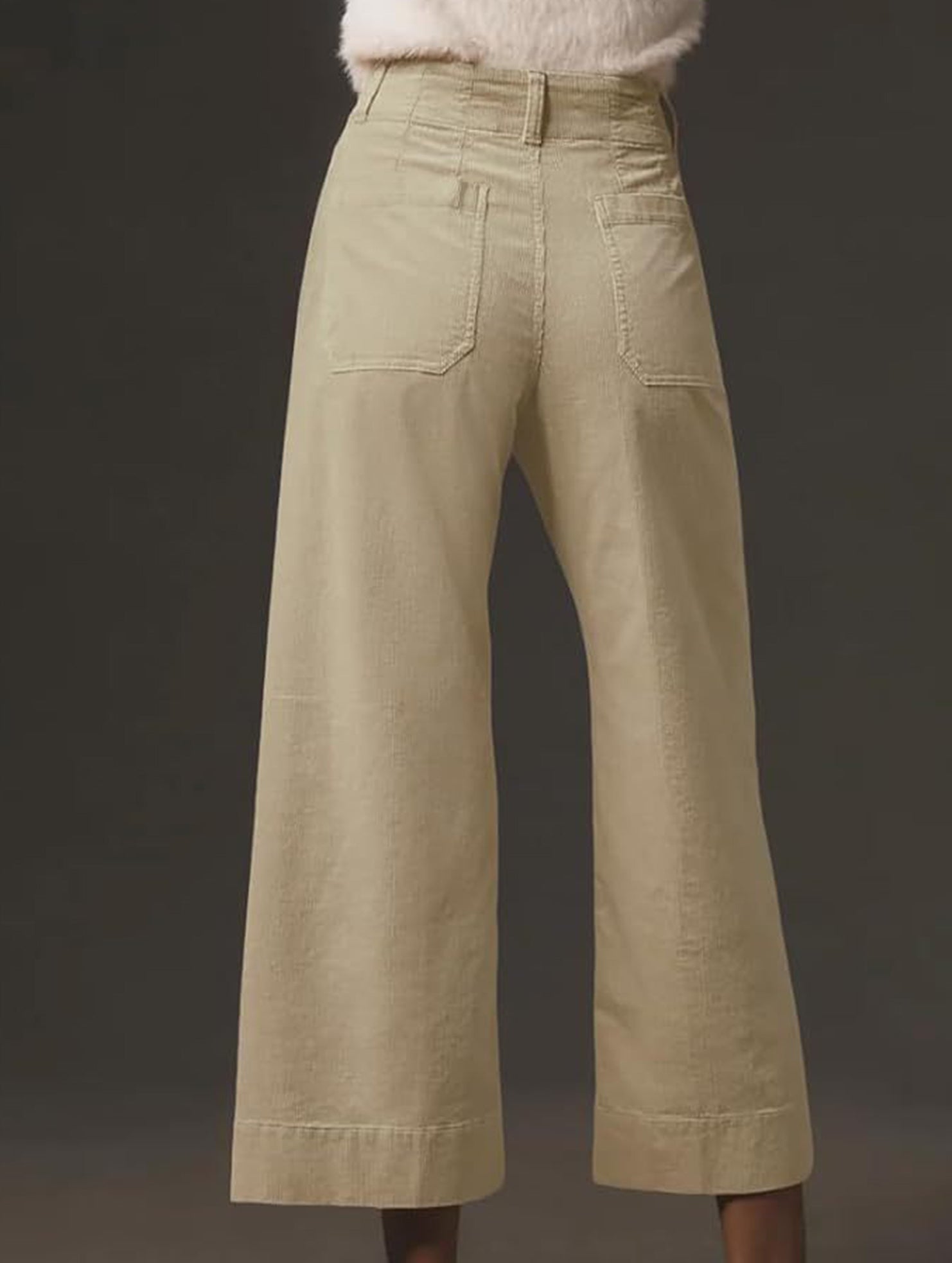 High Waist Button Wide Leg Pants